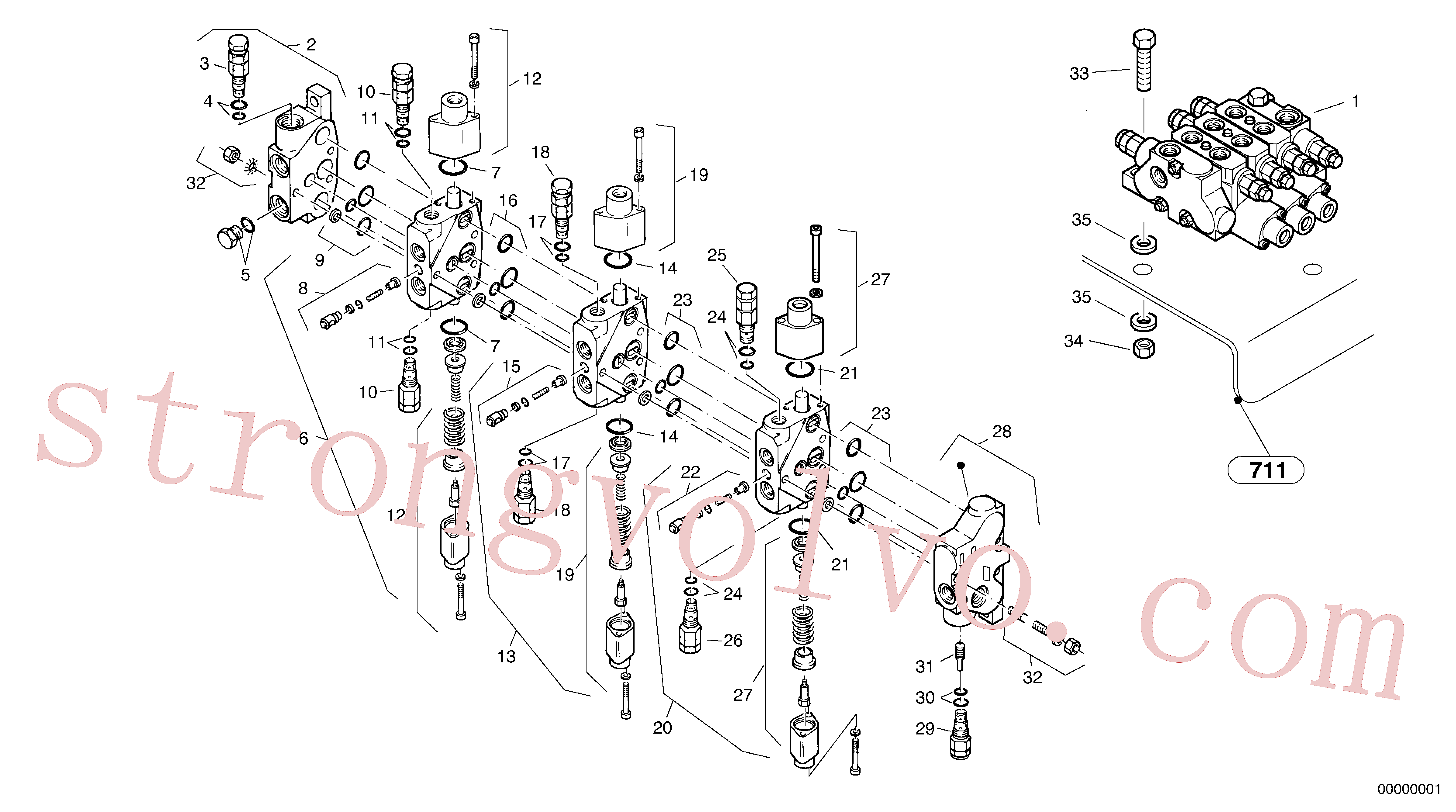 VOE11305305 Volvo Válvula de comando(00000001 Montagem)
