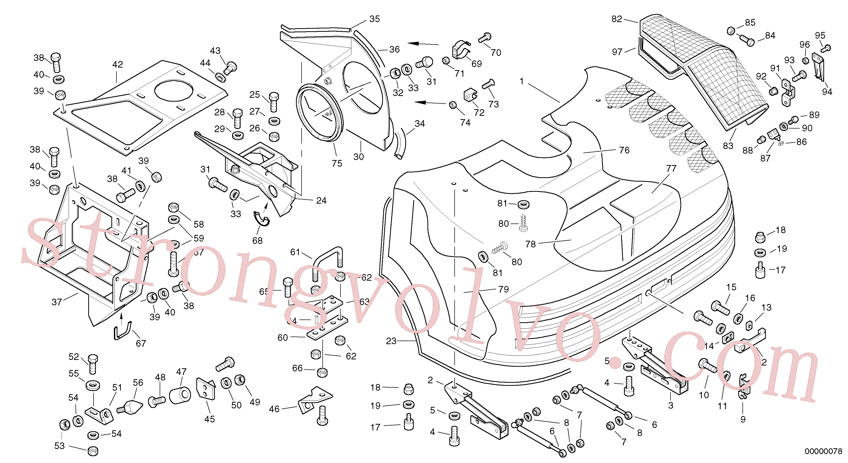 ZM7096545 Volvo Capot do motor(00000078 Montagem)