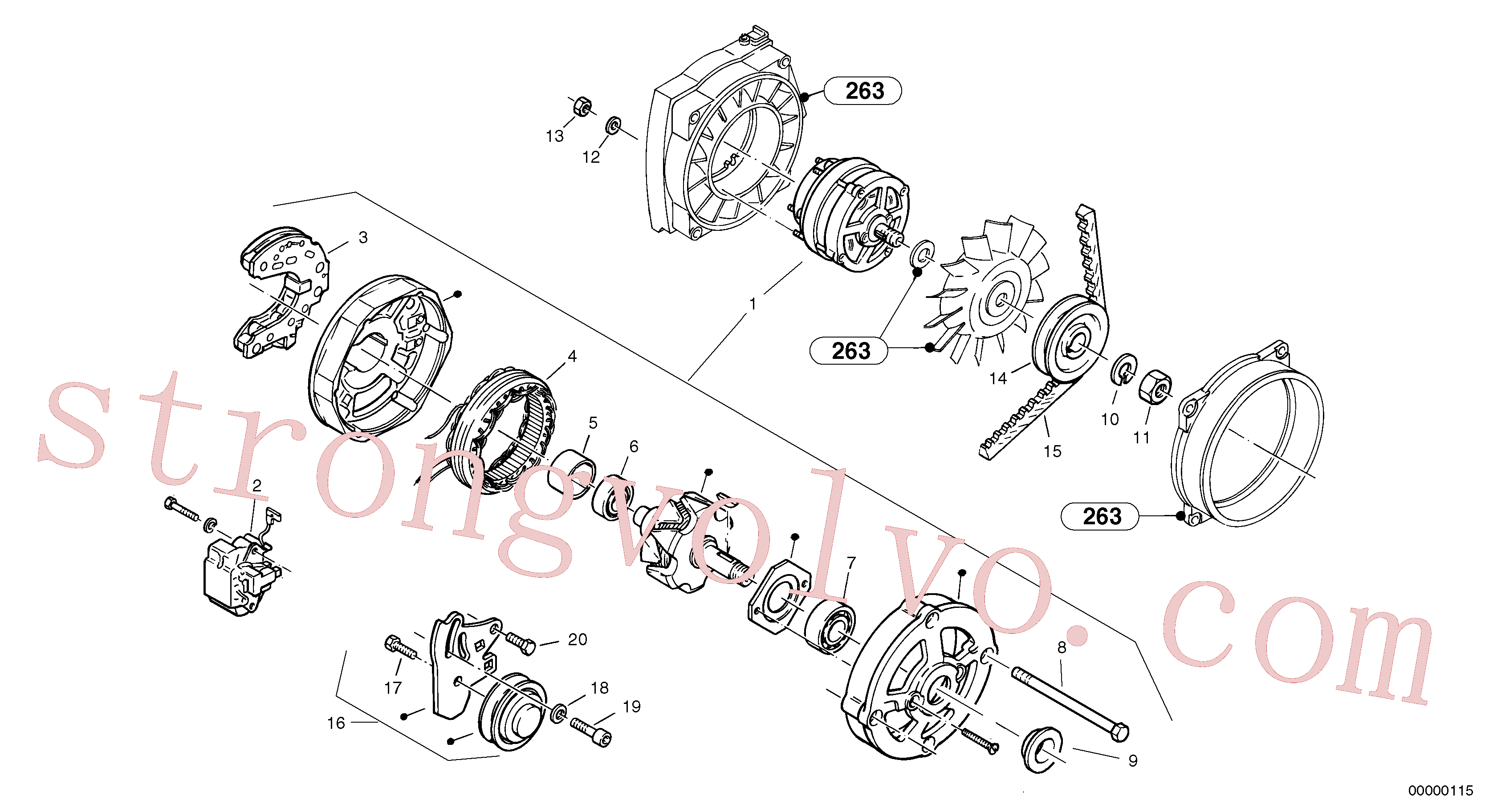 ZM7097911 Volvo Alternador(00000115 Montagem)