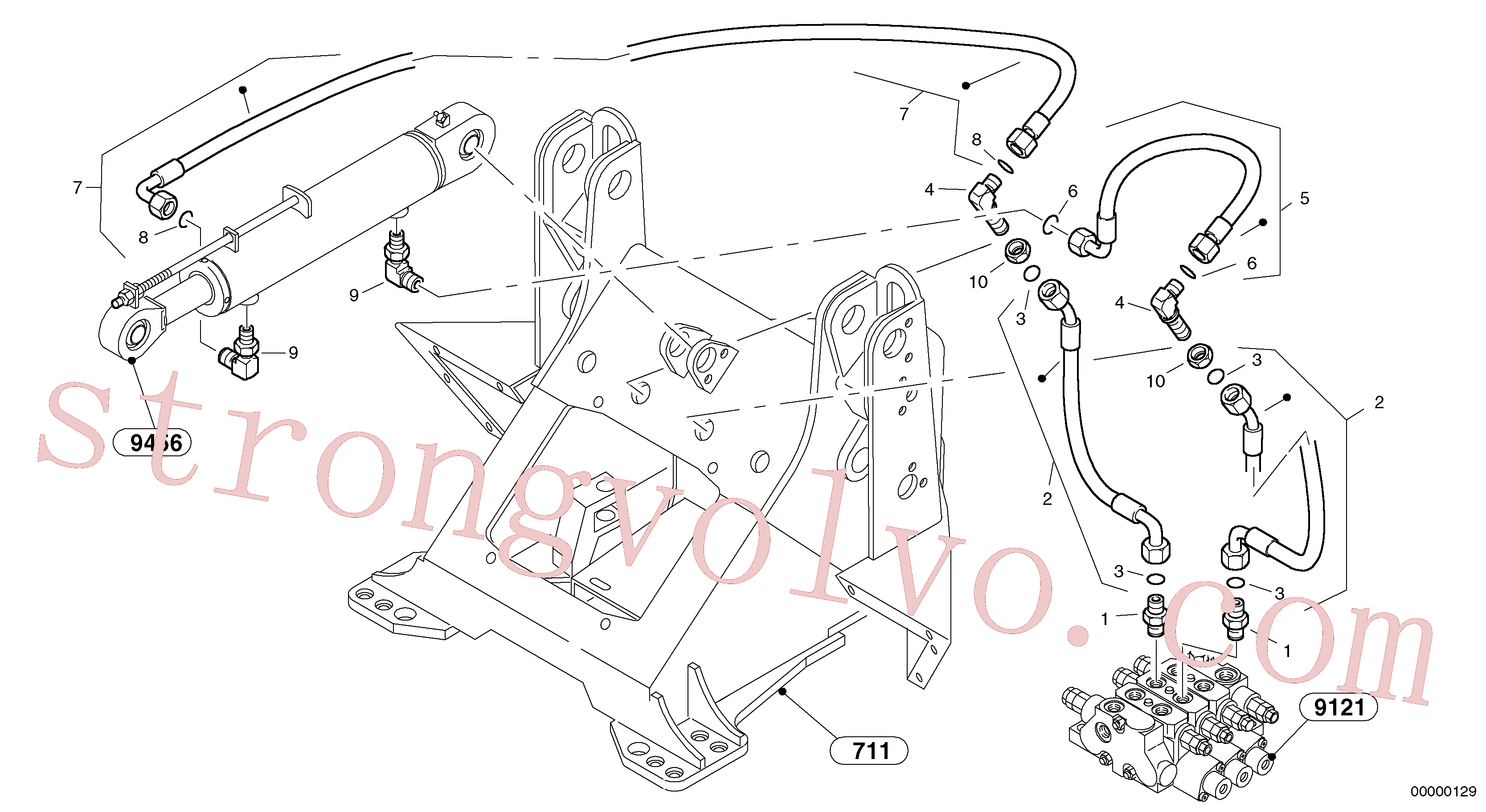 VOE957020 Volvo Linhas hidráulicas - hidráulico de rotação(00000129 Montagem)