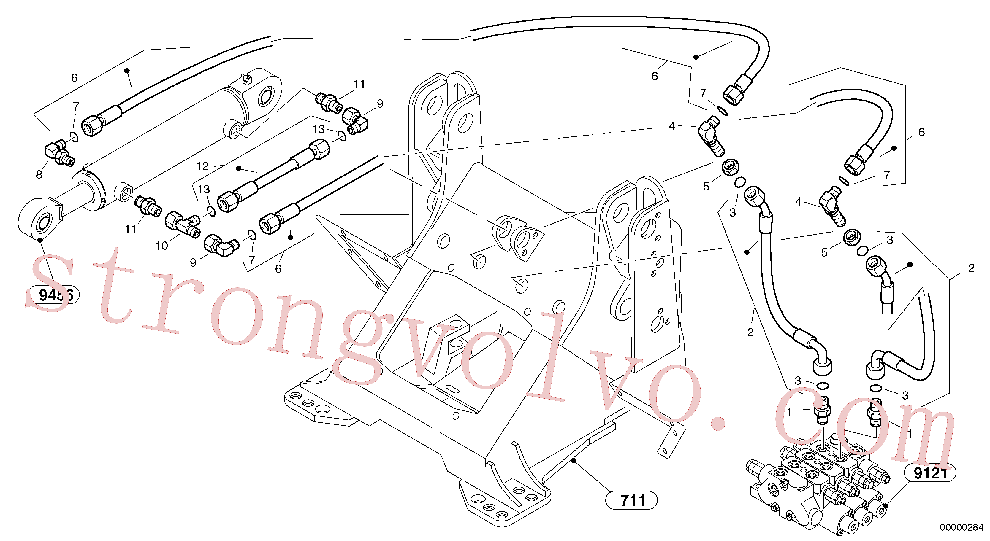 VOE946369 Volvo Linhas hidráulicas - hidráulico de rotação(00000284 Montagem)