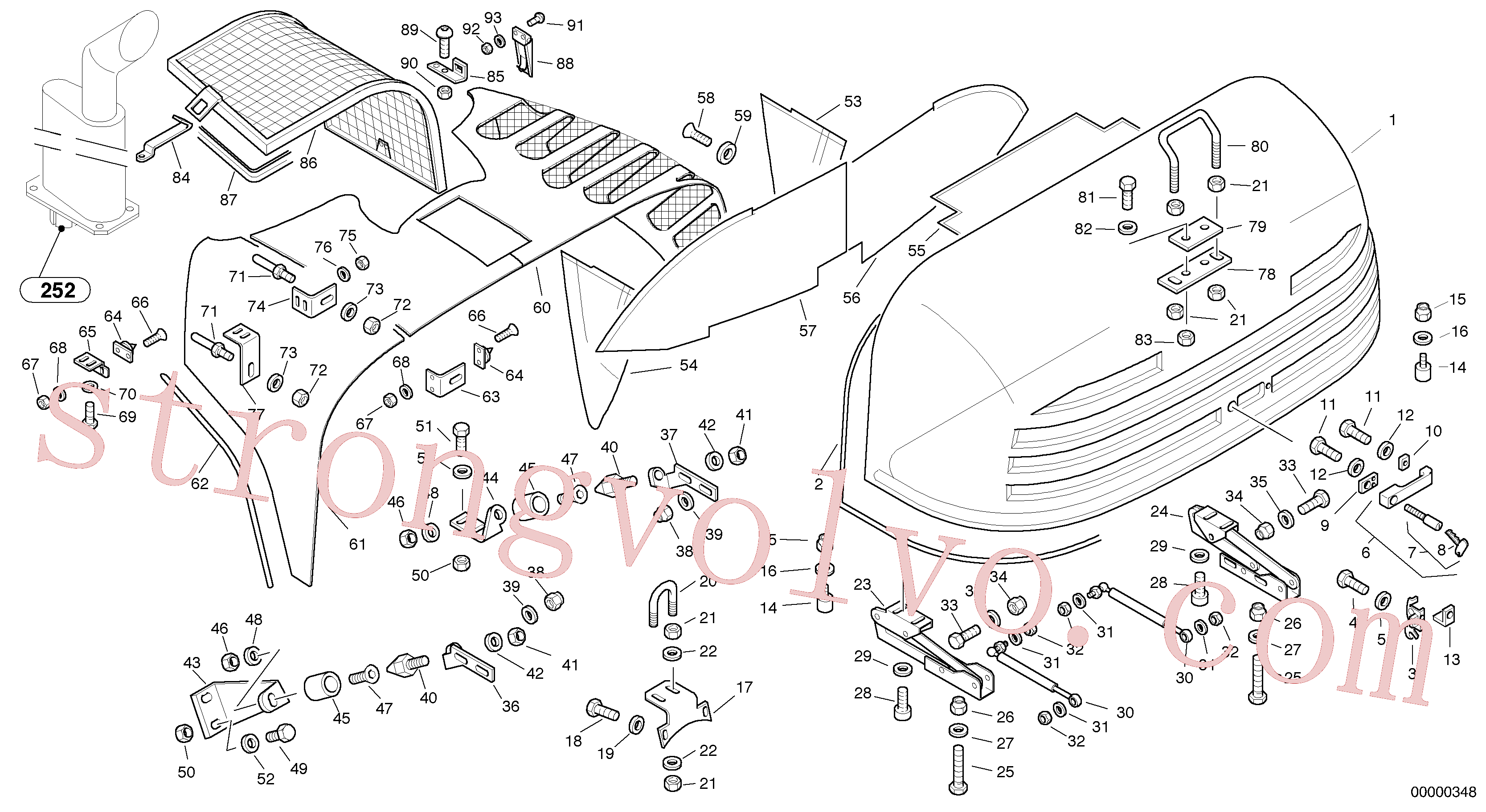 VOE11305305 Volvo Capot do motor(00000348 Montagem)