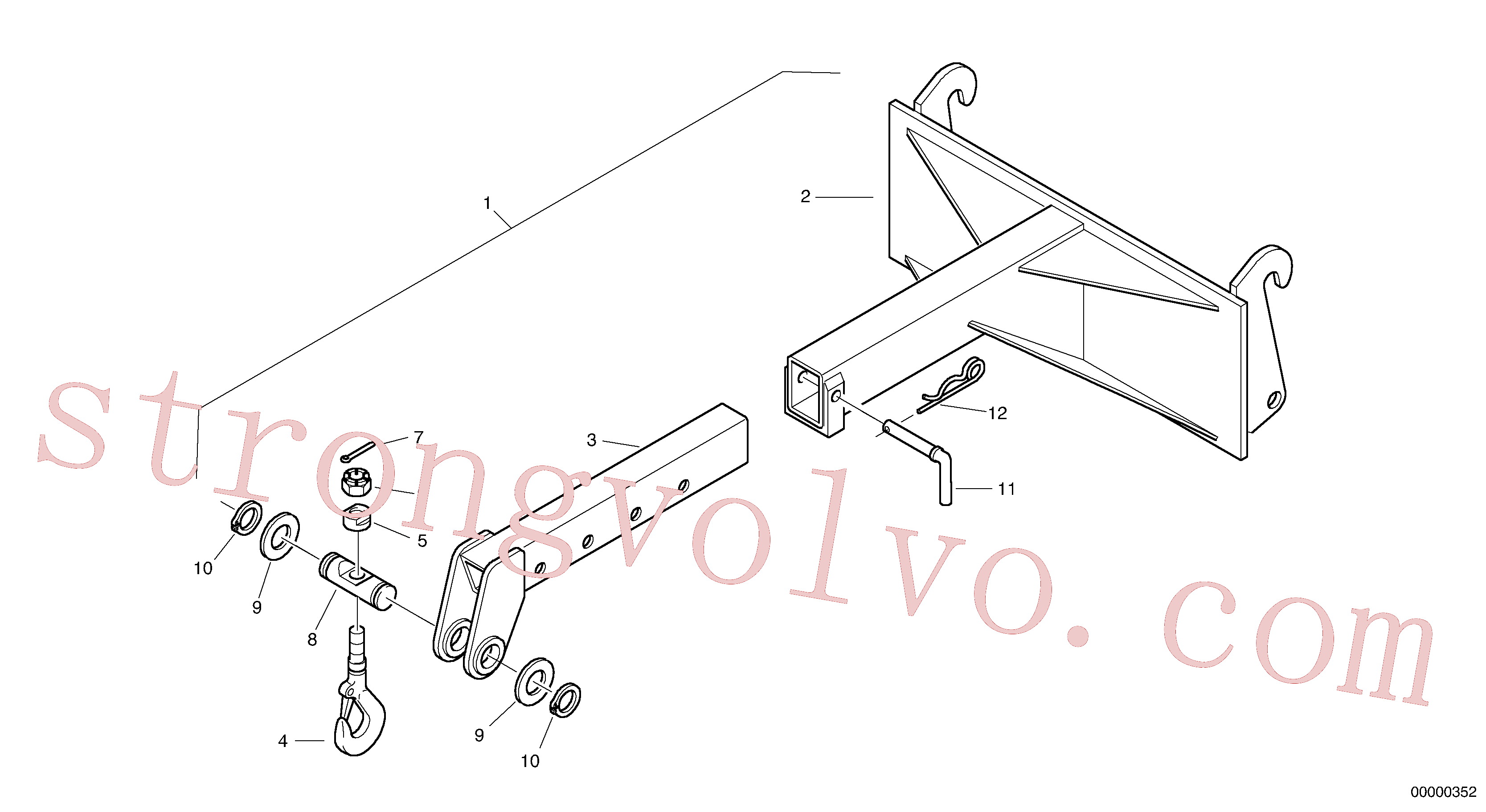 PJ4550036 Volvo Gancho de carga, telescópico(00000352 Montagem)