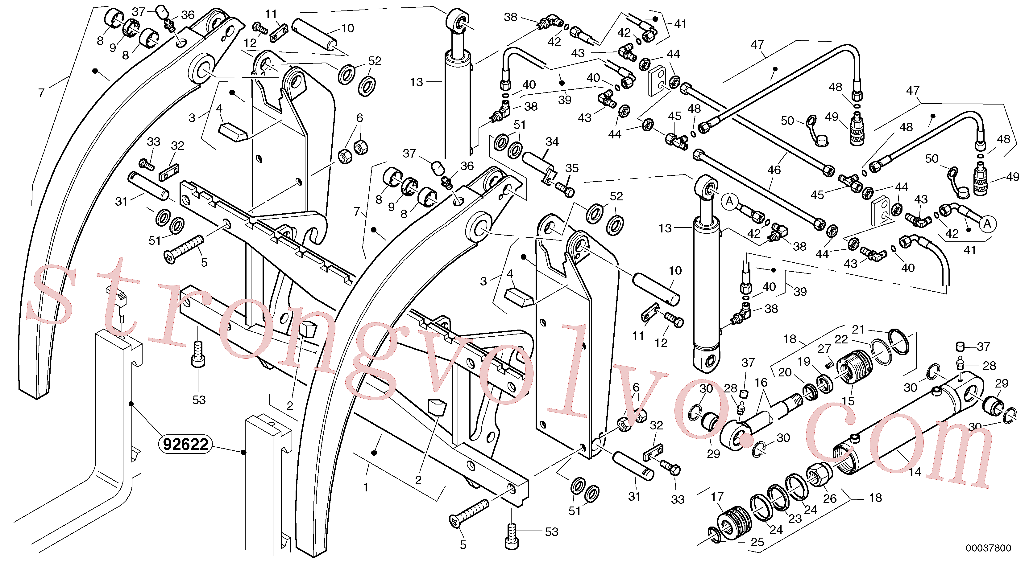 ZM2815201 Volvo Apoio do acoplamento de forquilha de empilhador com mandíbula(00037800 Montagem)