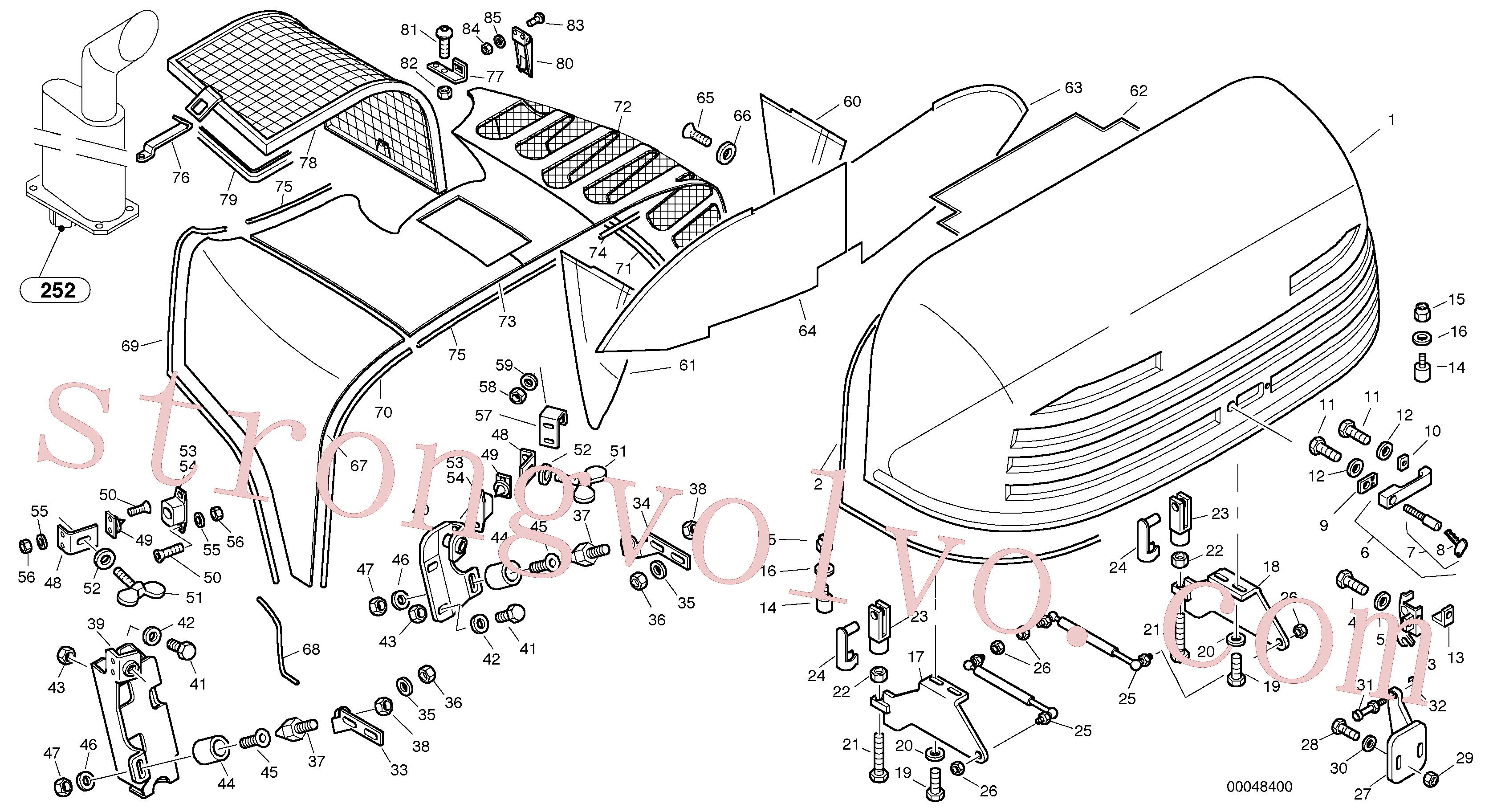 VOE11305305 Volvo Capot do motor(00048400 Montagem)