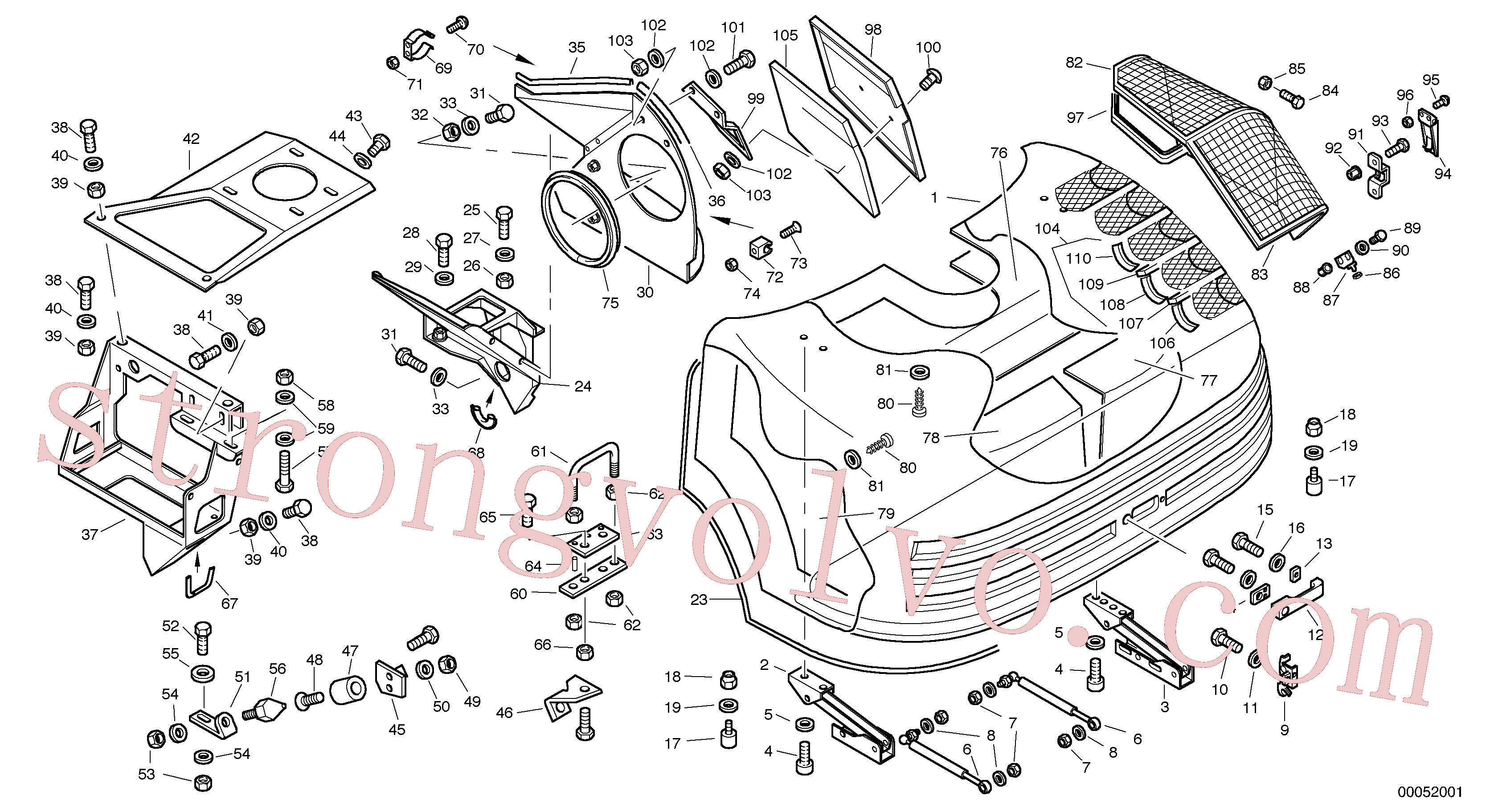 ZM7096545 Volvo Capot do motor(00052001 Montagem)