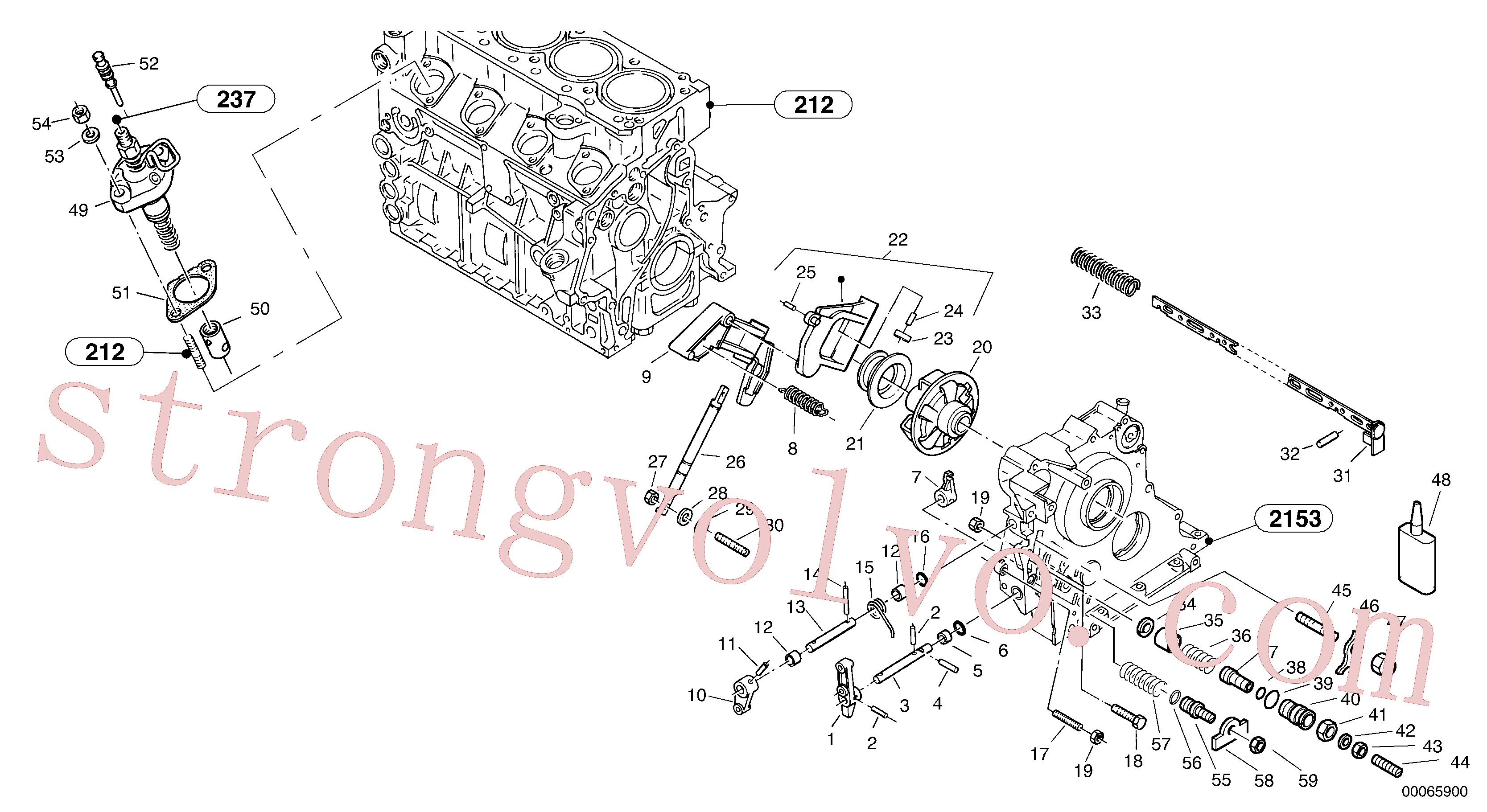 ZM7098010 Volvo Regulação da velocidade - bomba de injecção do combustível(00065900 Montagem)