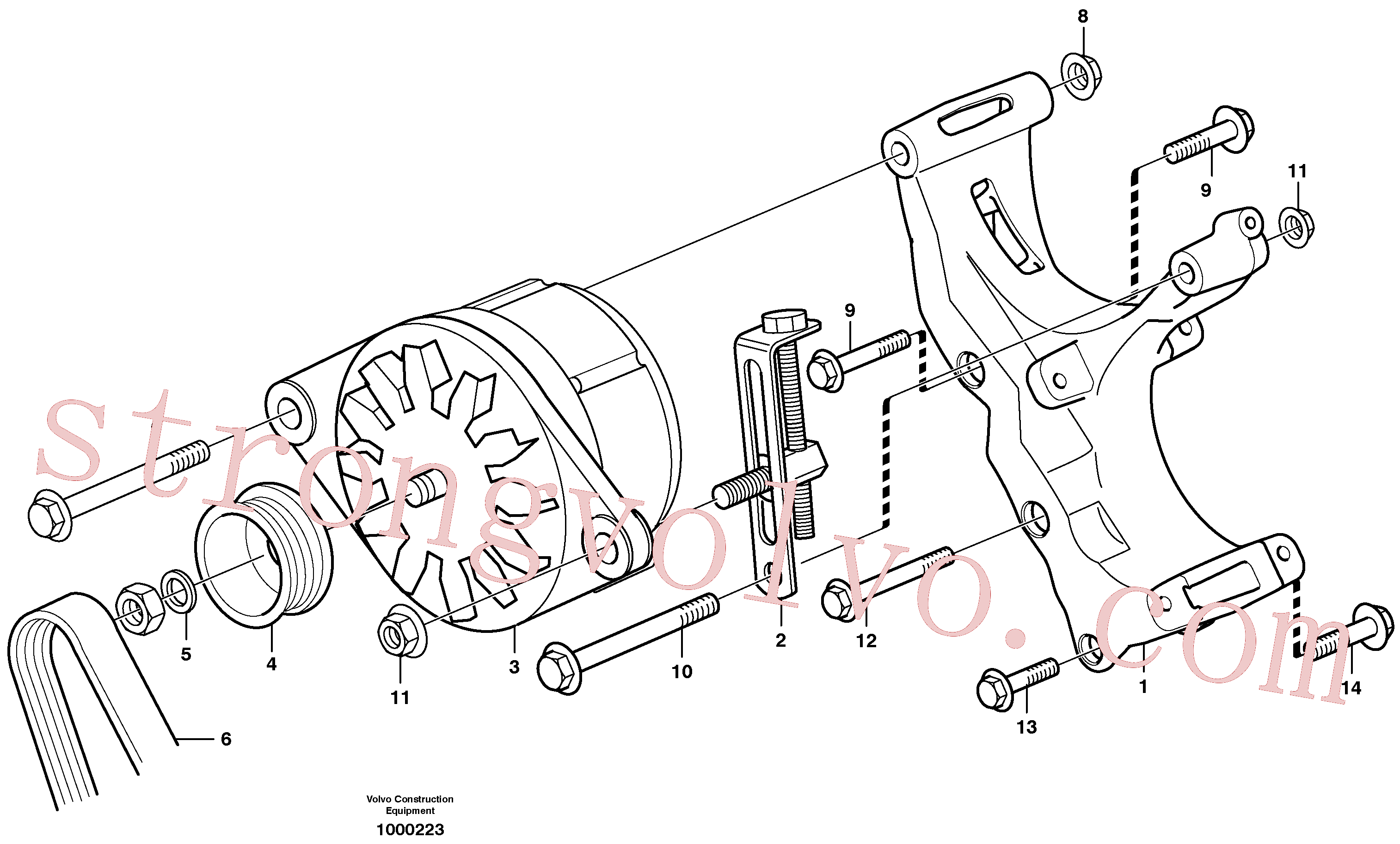 VOE979935 Volvo Alternador com detalhes de montagem(1000223 Montagem)