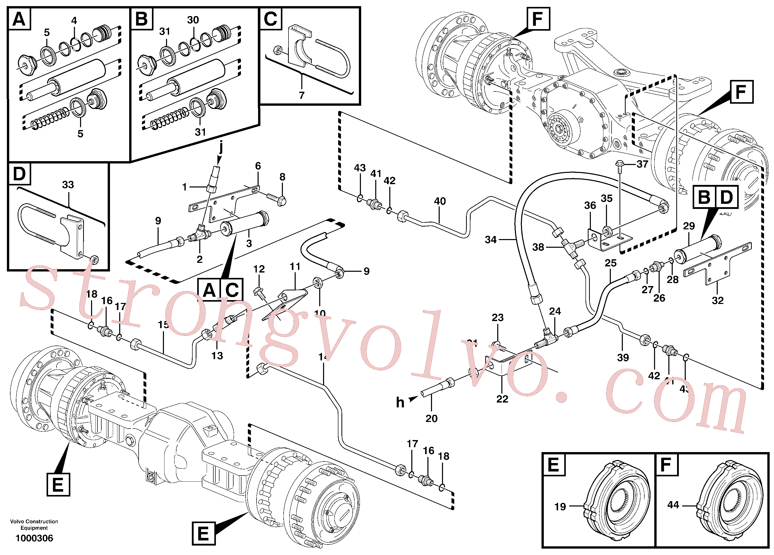 VOE935604 Volvo Tubos de travão, eixos dianteiro e traseiro(1000306 Montagem)