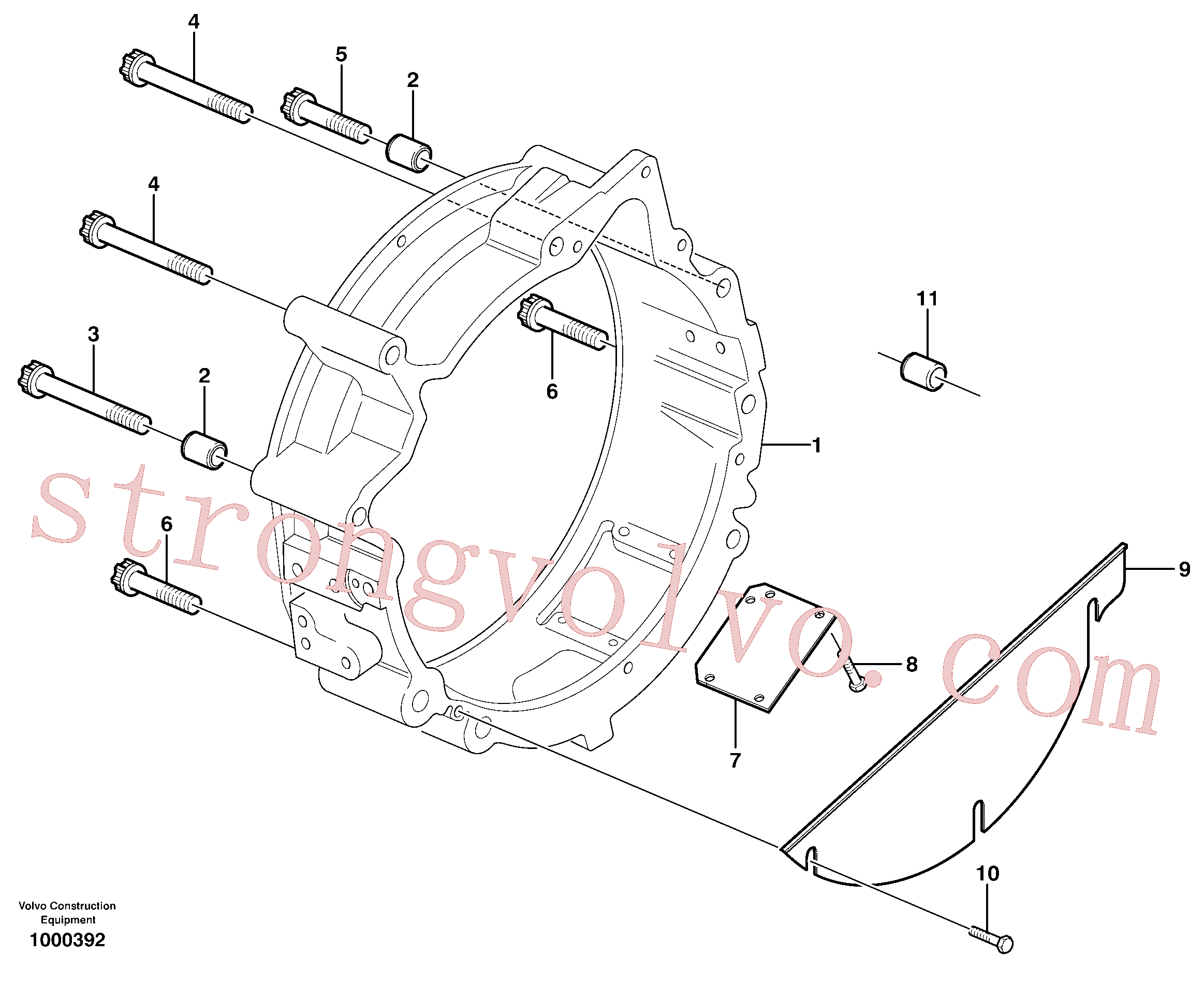 VOE955268 Volvo Alojamento do volante do motor(1000392 Montagem)