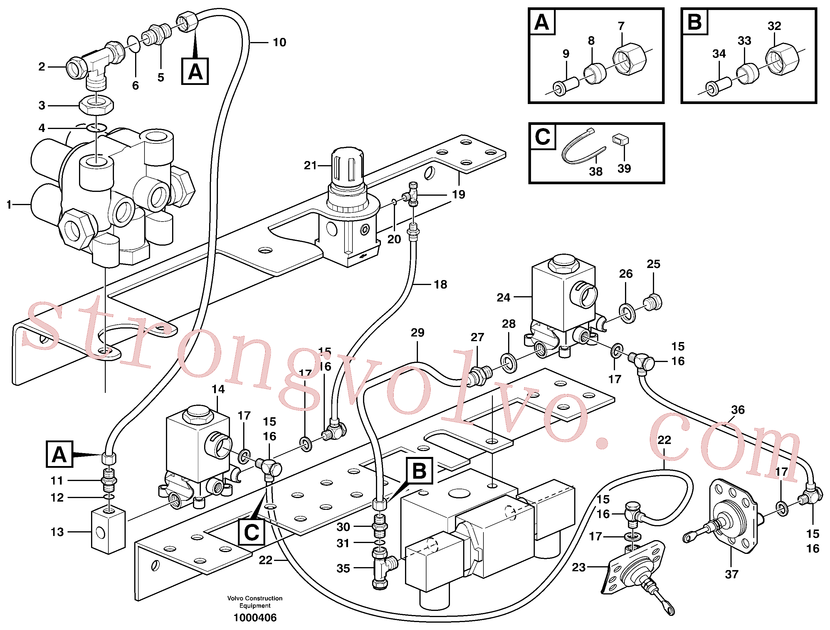 VOE13966440 Volvo Sistema pneumático, bloqueio do diferencial, cabina(1000406 Montagem)