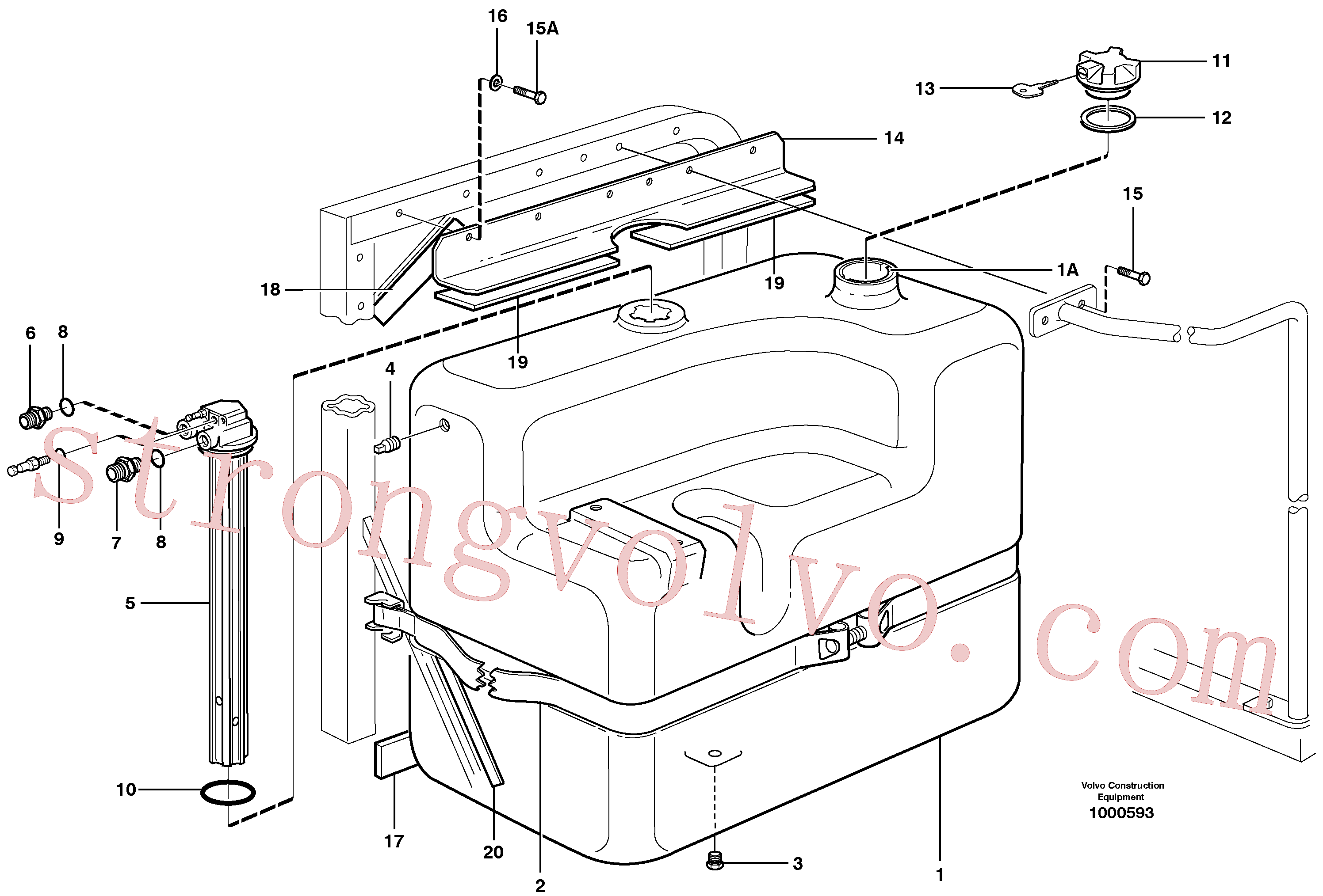 VOE14013477 Volvo Depósito de combustível com acessórios(1000593 Montagem)