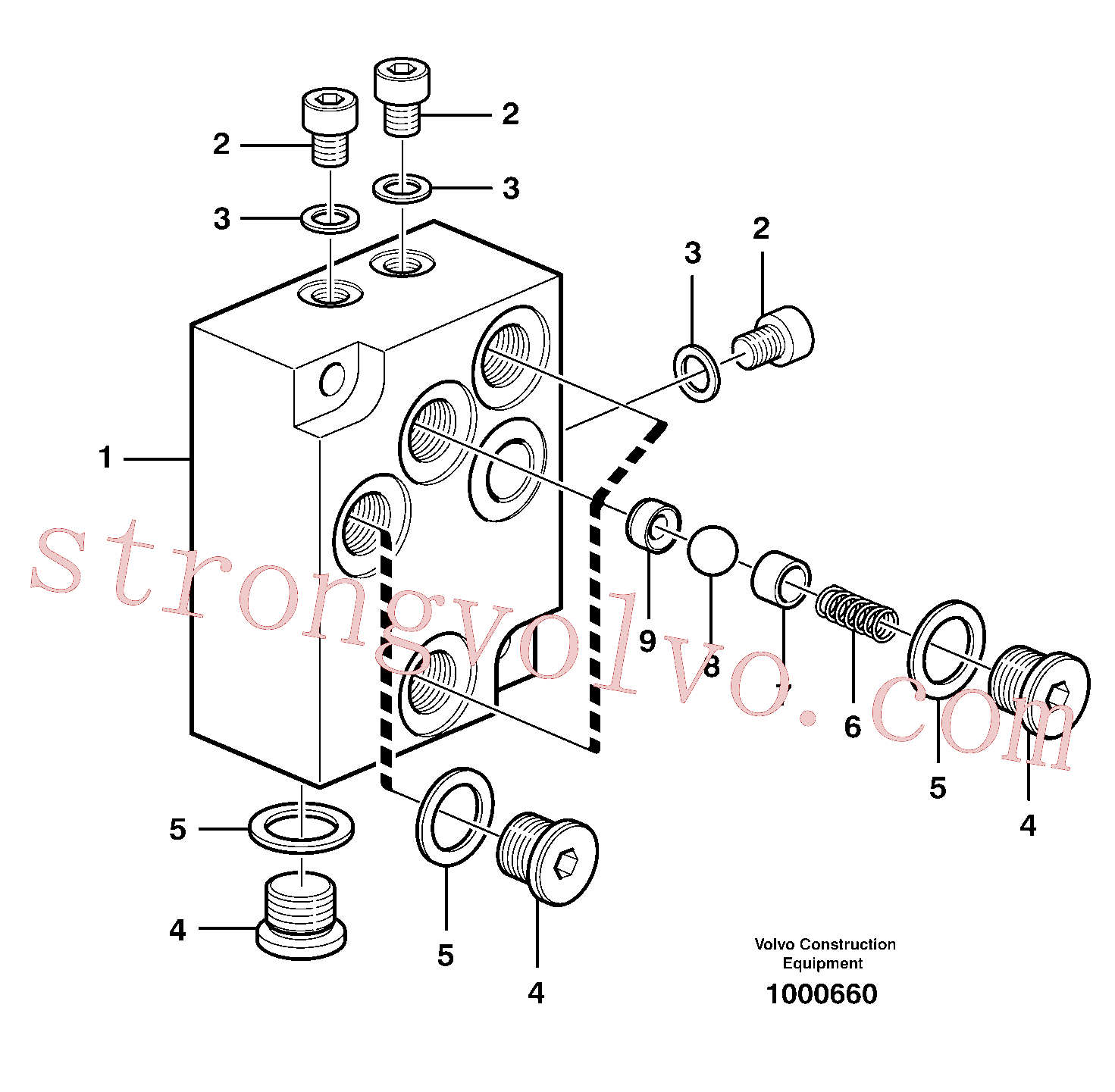 VOE7060309 Volvo Válvula, corpo do circuito e válvula de retorno(1000660 Montagem)