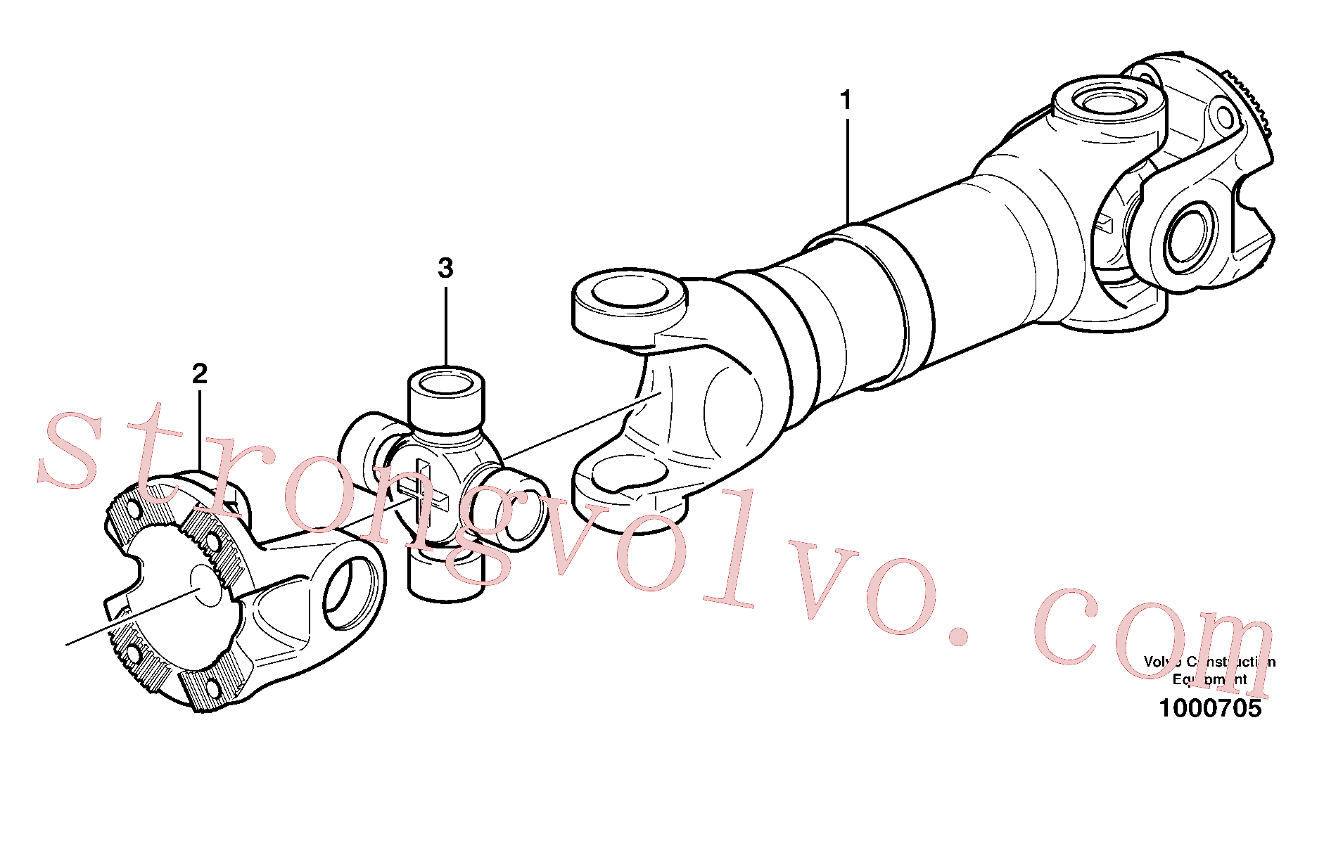 VOE1069507 Volvo Veio de hélice, Veio propulsor traseira(1000705 Montagem)