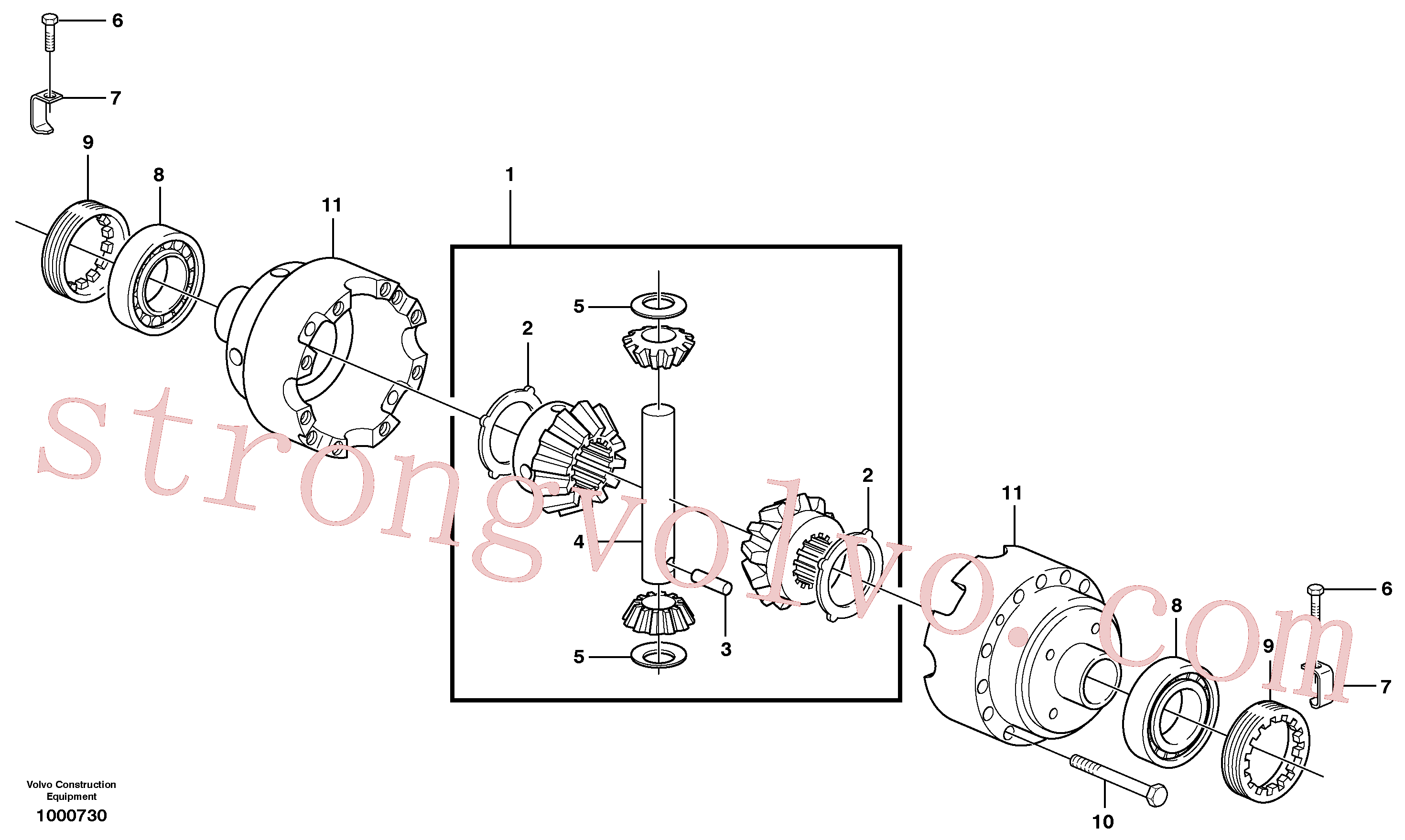 VOE11709311 Volvo Diferencial, eixo dianteiro(1000730 Montagem)