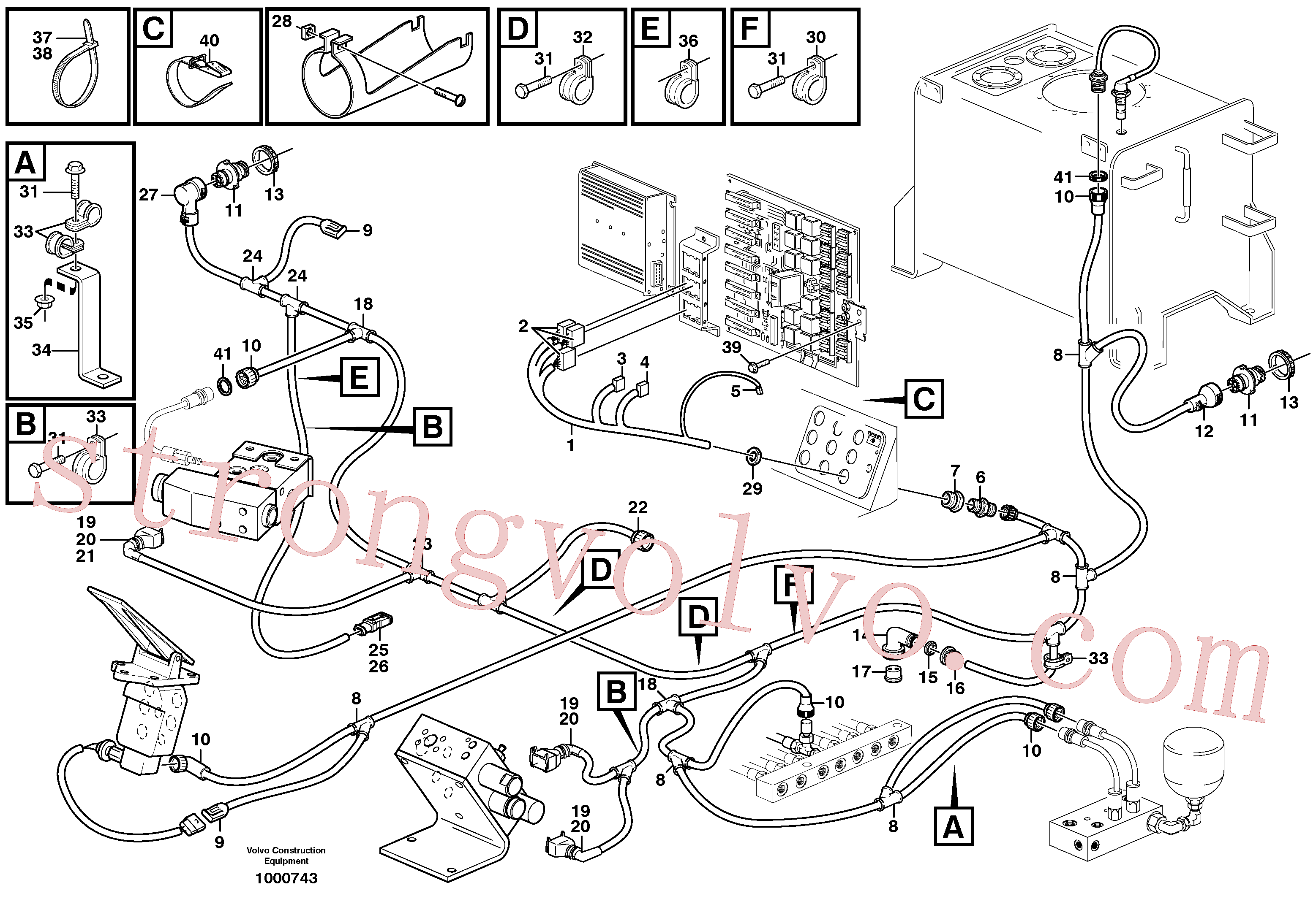 VOE977600 Volvo Cablagem, por baixo da cabina(1000743 Montagem)