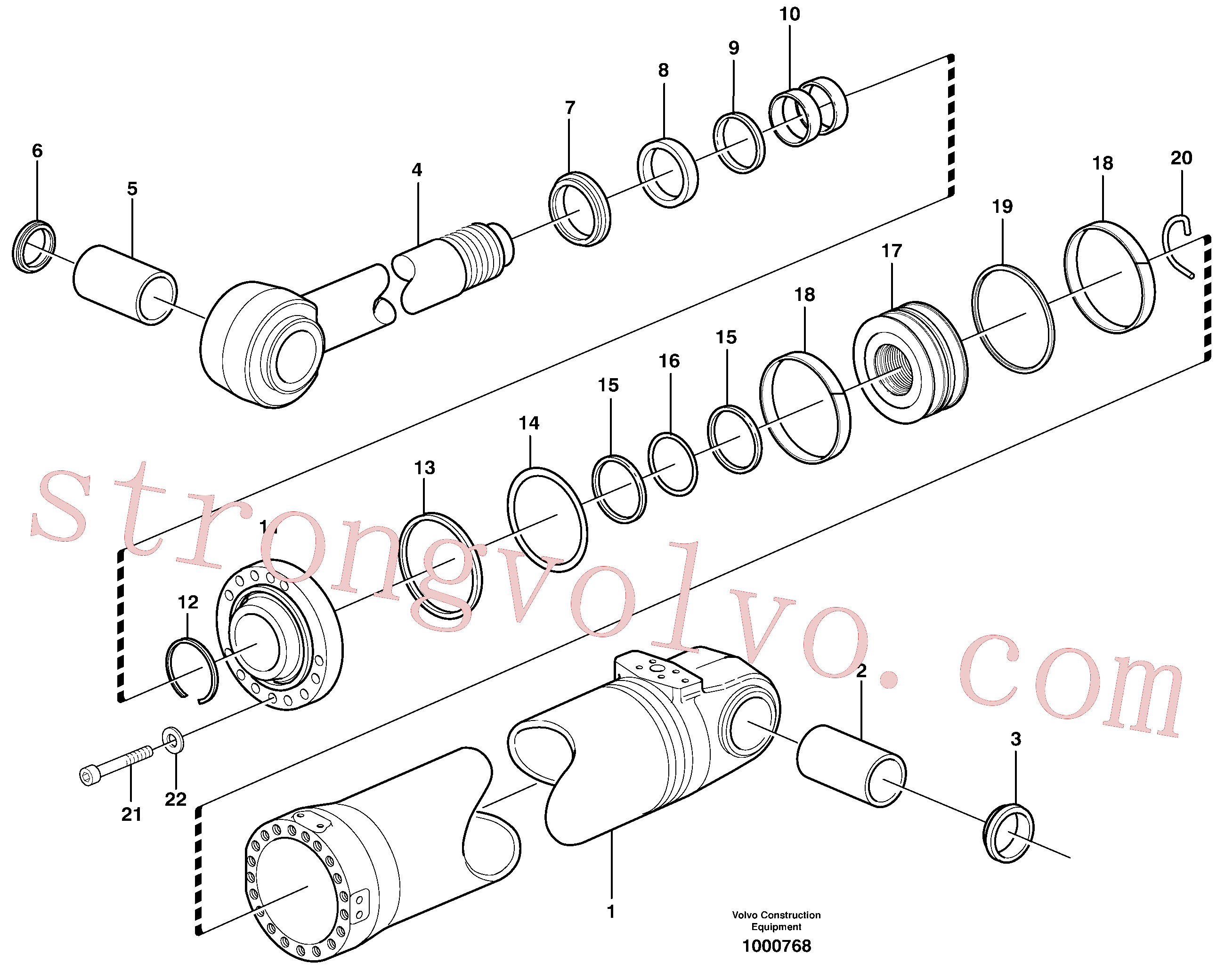 SA9016-12014 Volvo Cilindro hidráulico, rotação(1000768 Montagem)