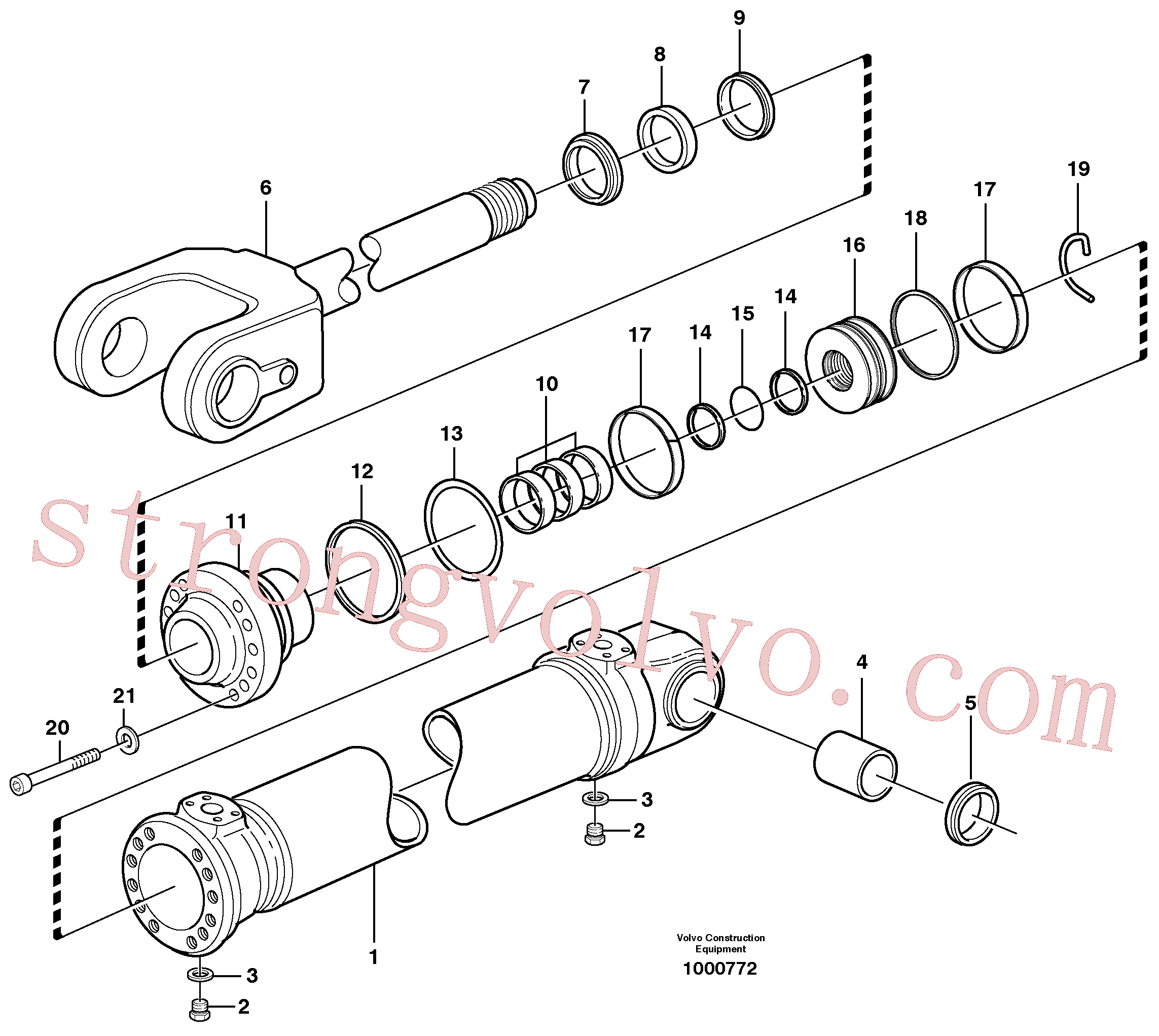 VOE11107371 Volvo Cilindro hidráulico, elevação(1000772 Montagem)