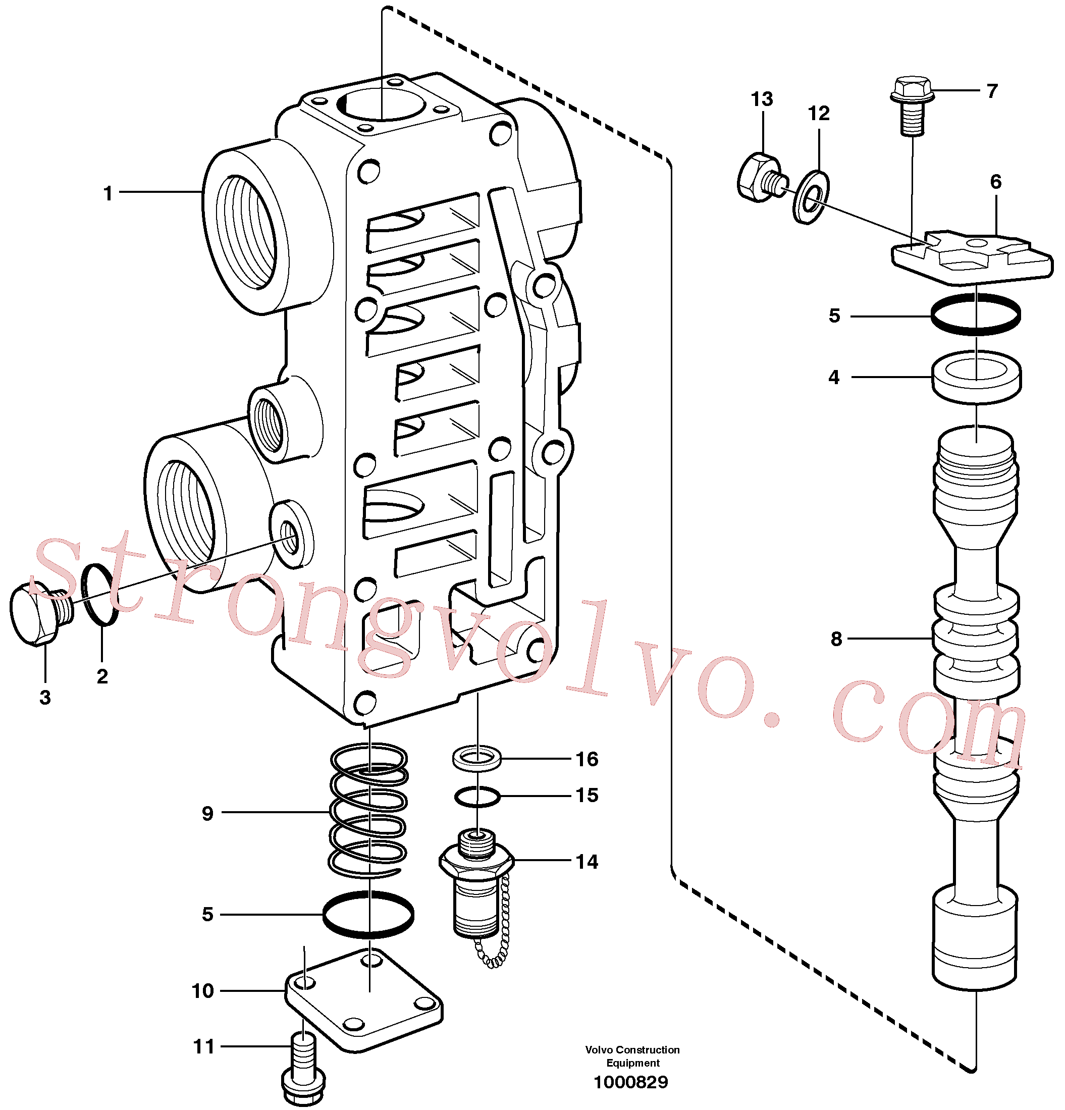 VOE13949722 Volvo Válvula retardadora(1000829 Montagem)