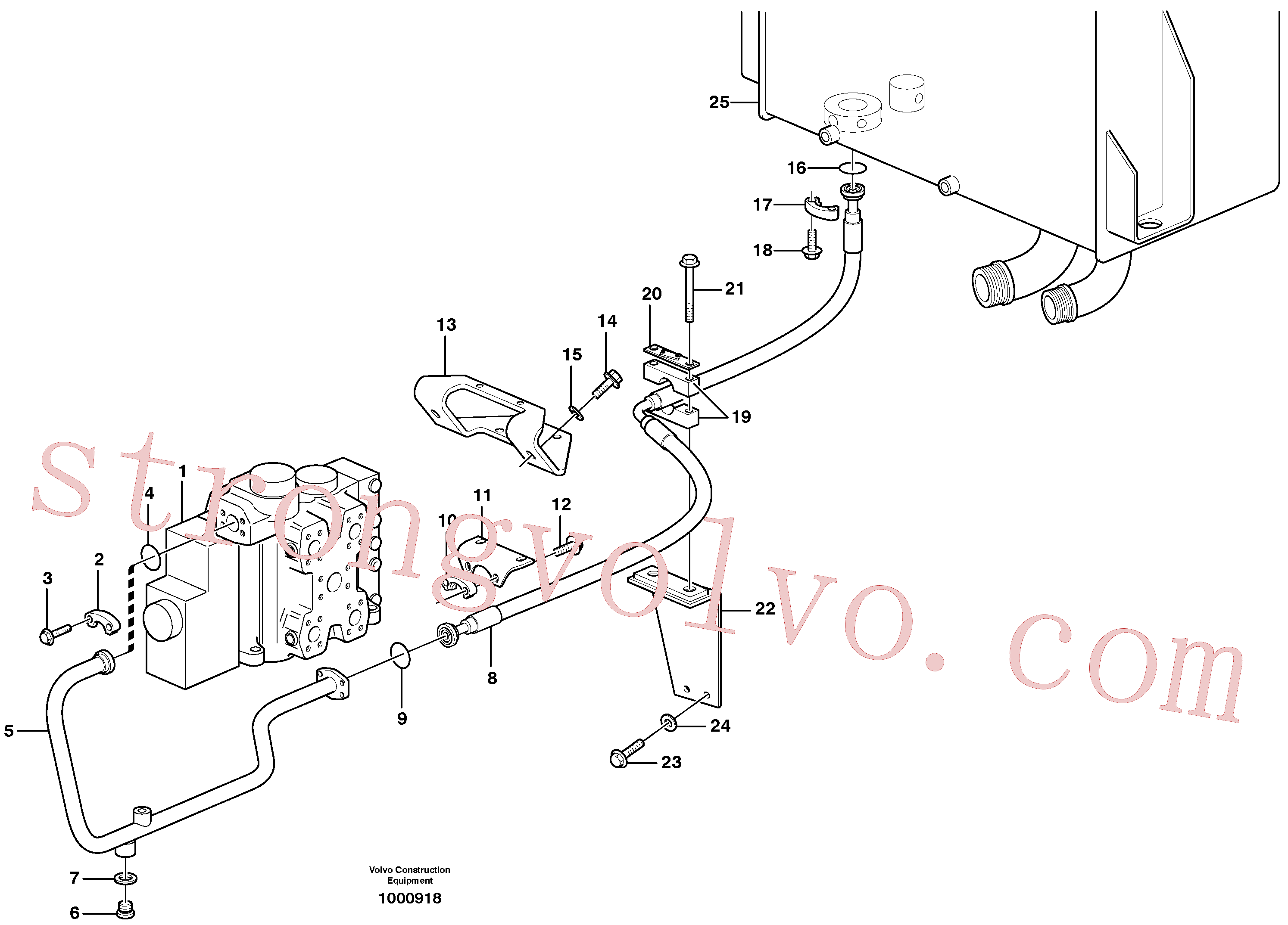 VOE14211586 Volvo Sistema hidráulico, linha de retorno(1000918 Montagem)