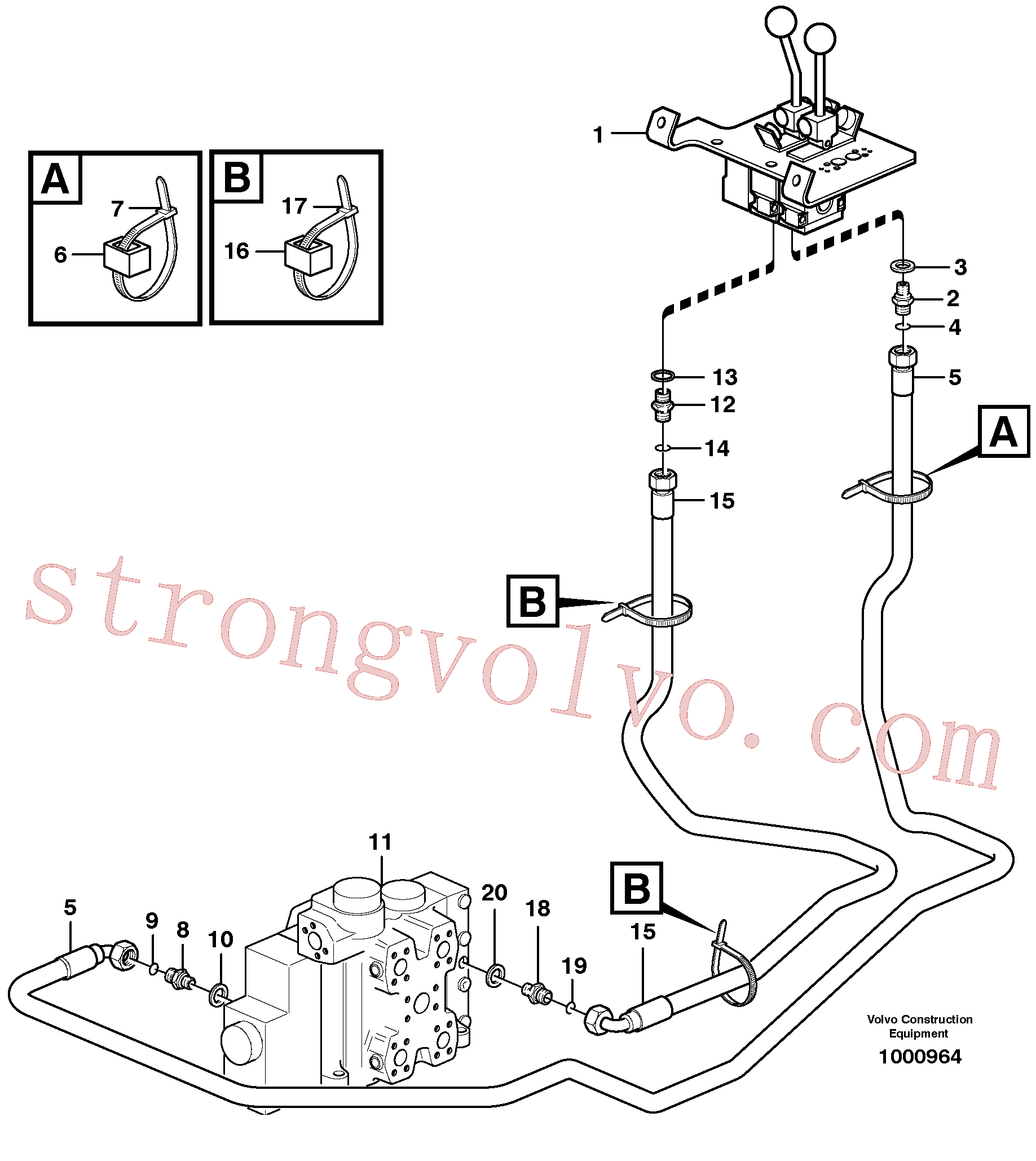 VOE13933987 Volvo Servomotor - hidráulico, linhas de comando, elevação(1000964 Montagem)