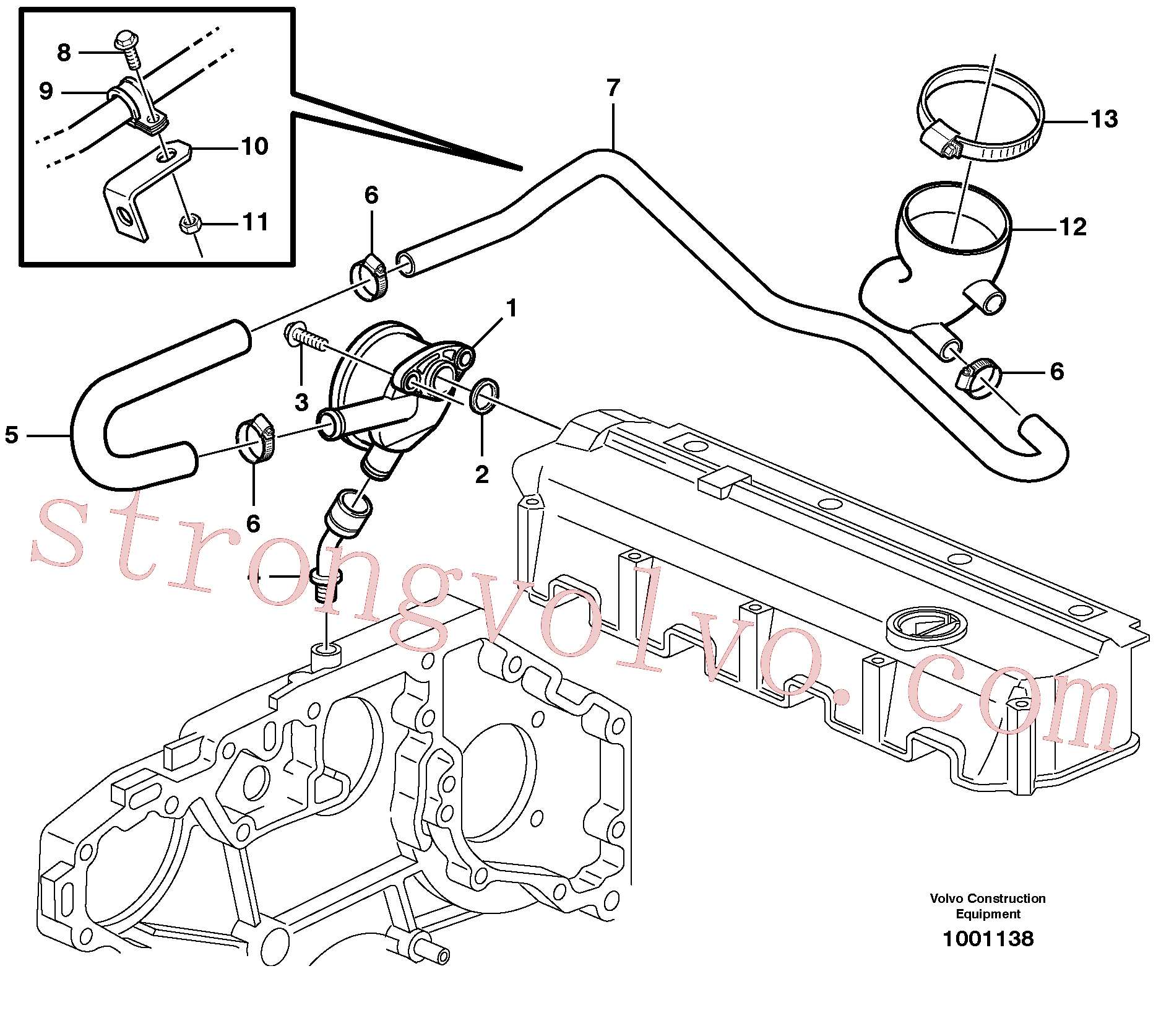 VOE20405733 Volvo Ventilação do cárter(1001138 Montagem)