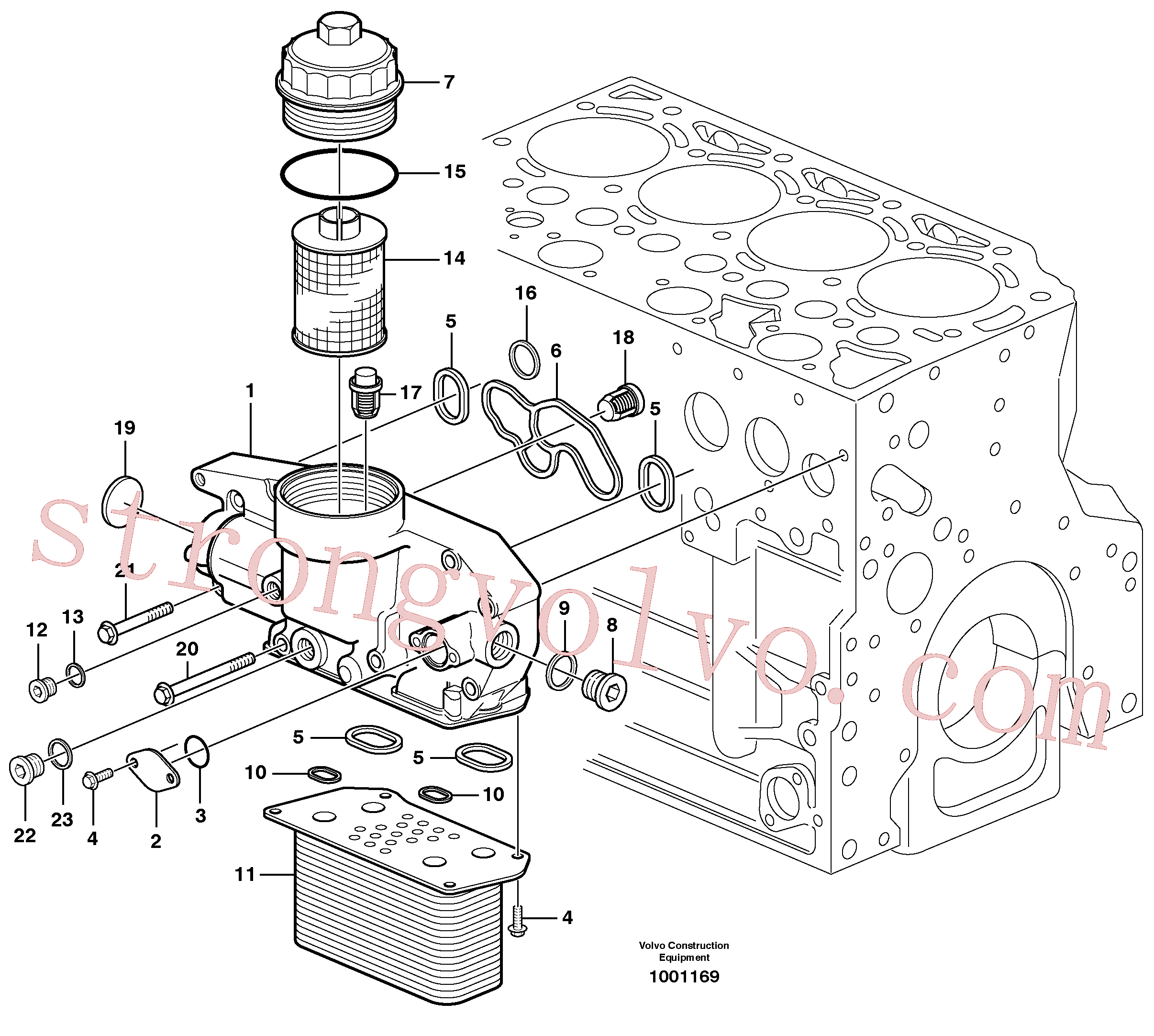 VOE20460123 Volvo Refrigerador de óleo(1001169 Montagem)