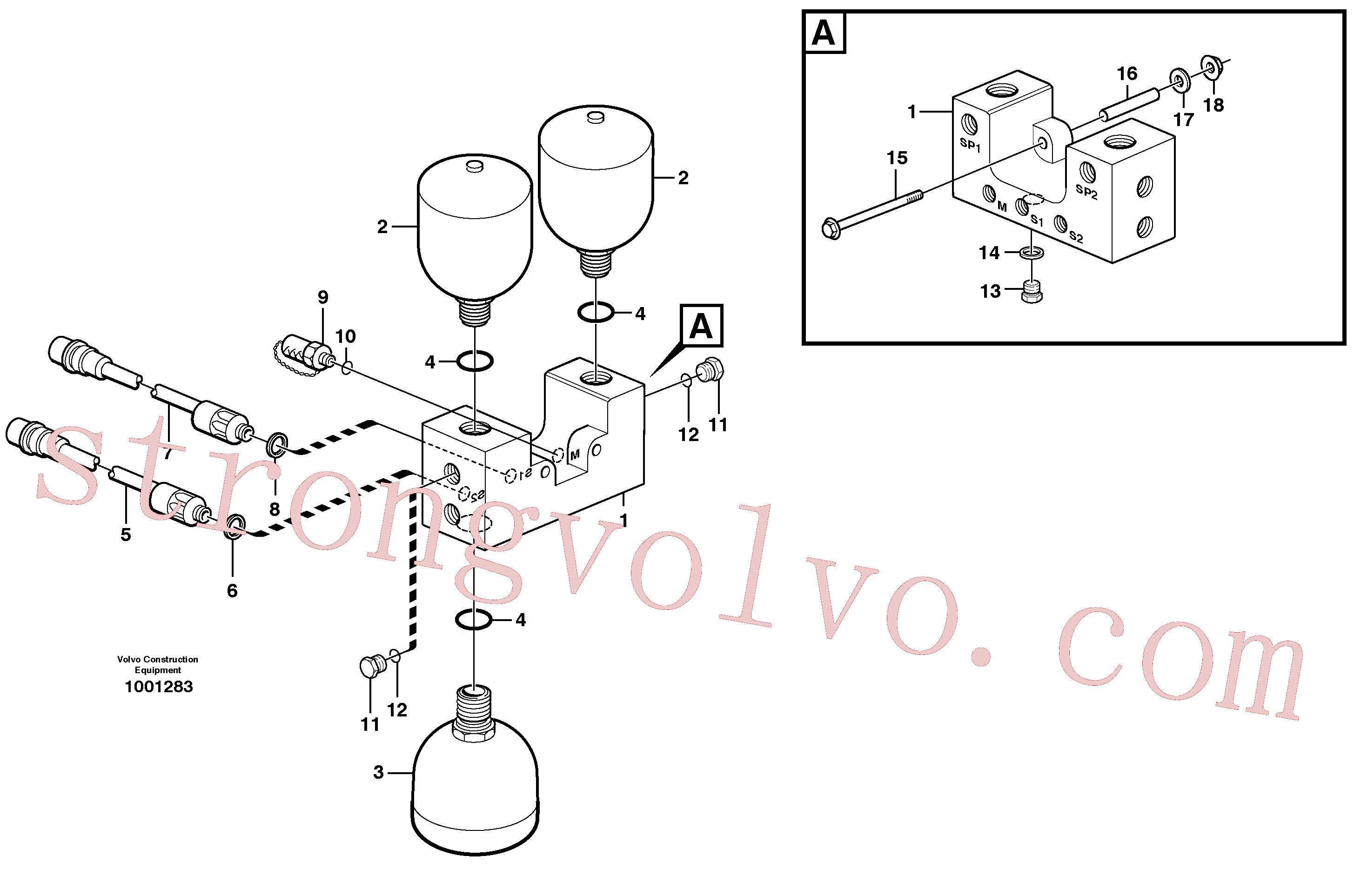 VOE967752 Volvo Válvula e acumuladores(1001283 Montagem)