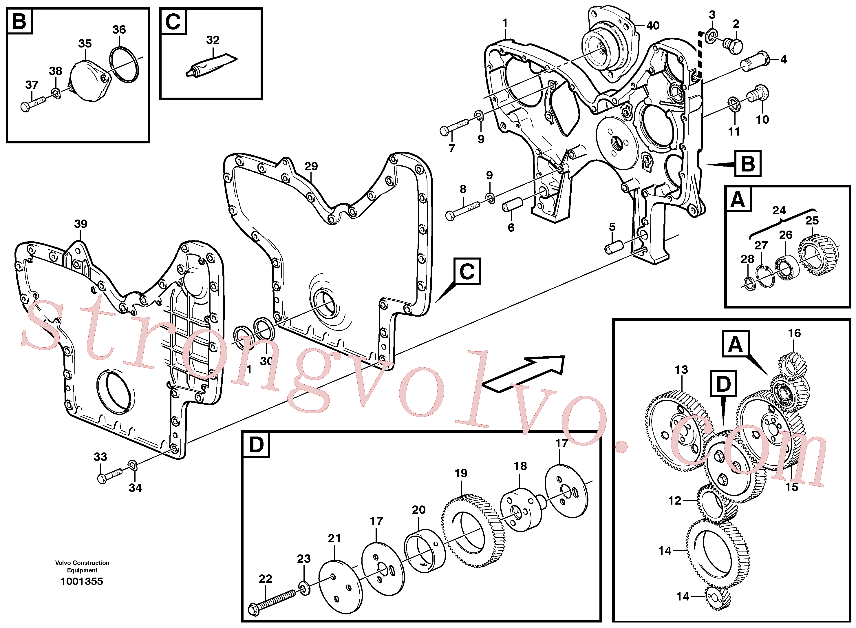 VOE13960633 Volvo Carretos e caixa da engrenagem de distribuição(1001355 Montagem)