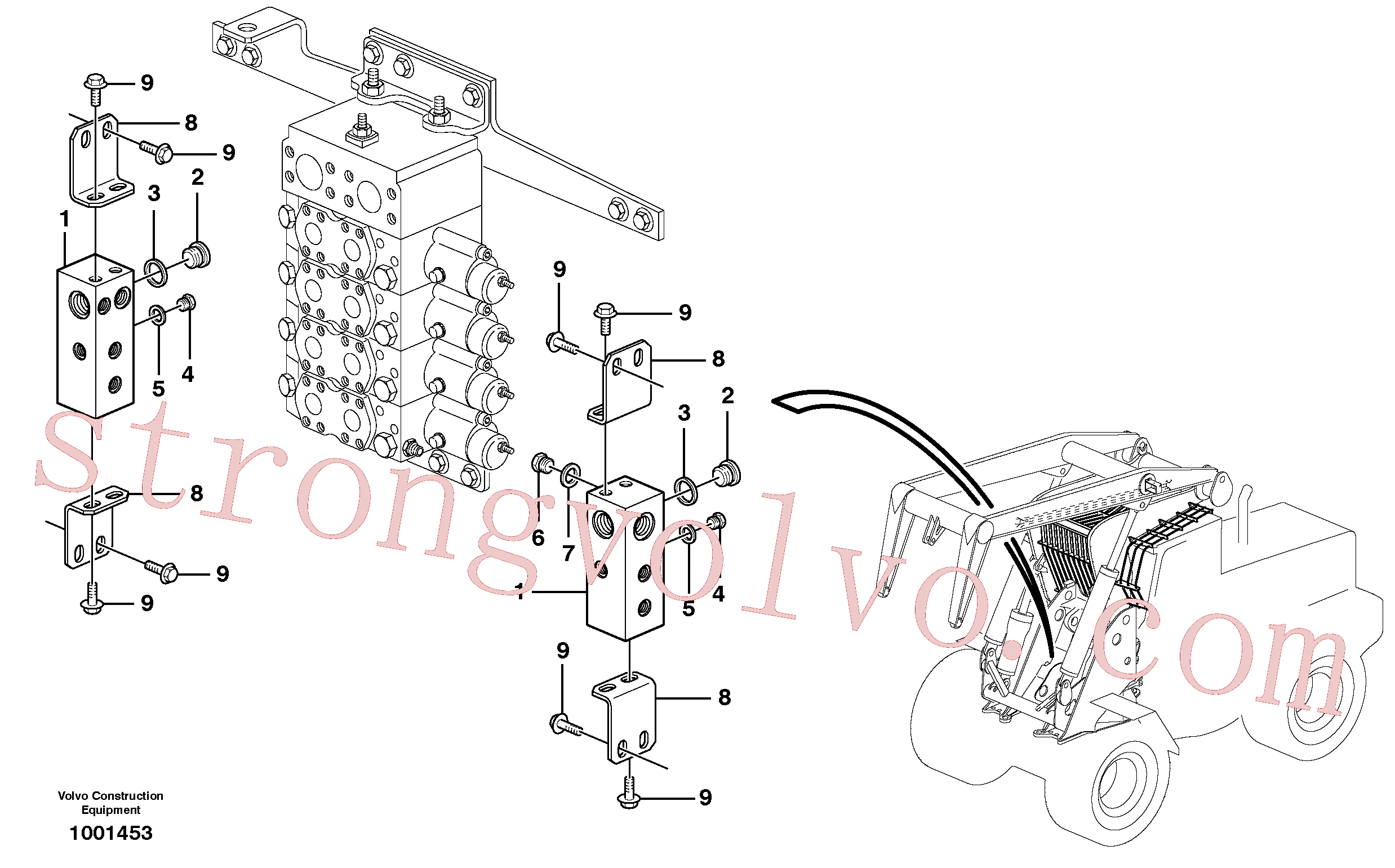 VOE984647 Volvo Bloco de ligação com acessórios(1001453 Montagem)