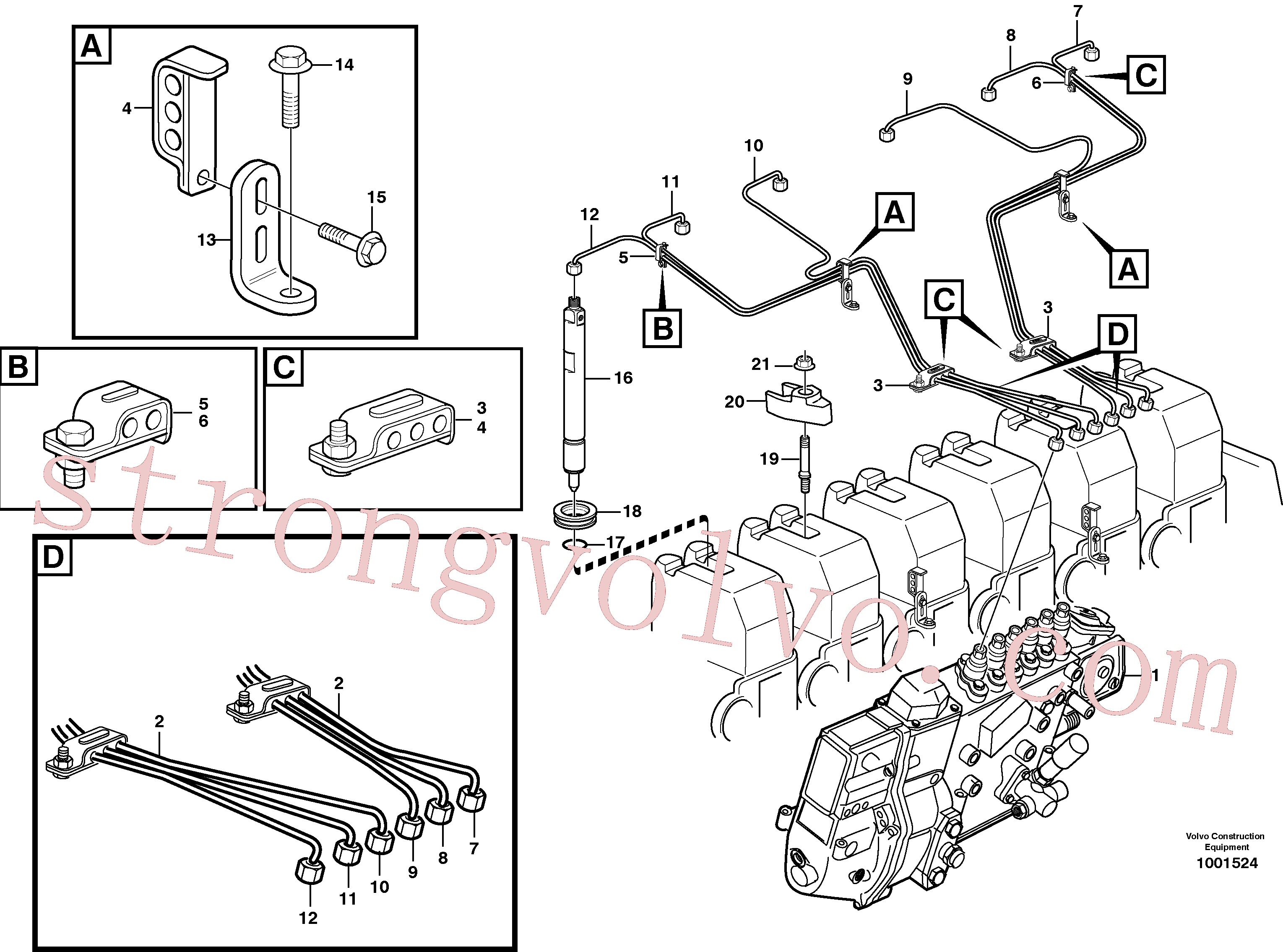 VOE944926 Volvo Linhas de combustível, injectores(1001524 Montagem)