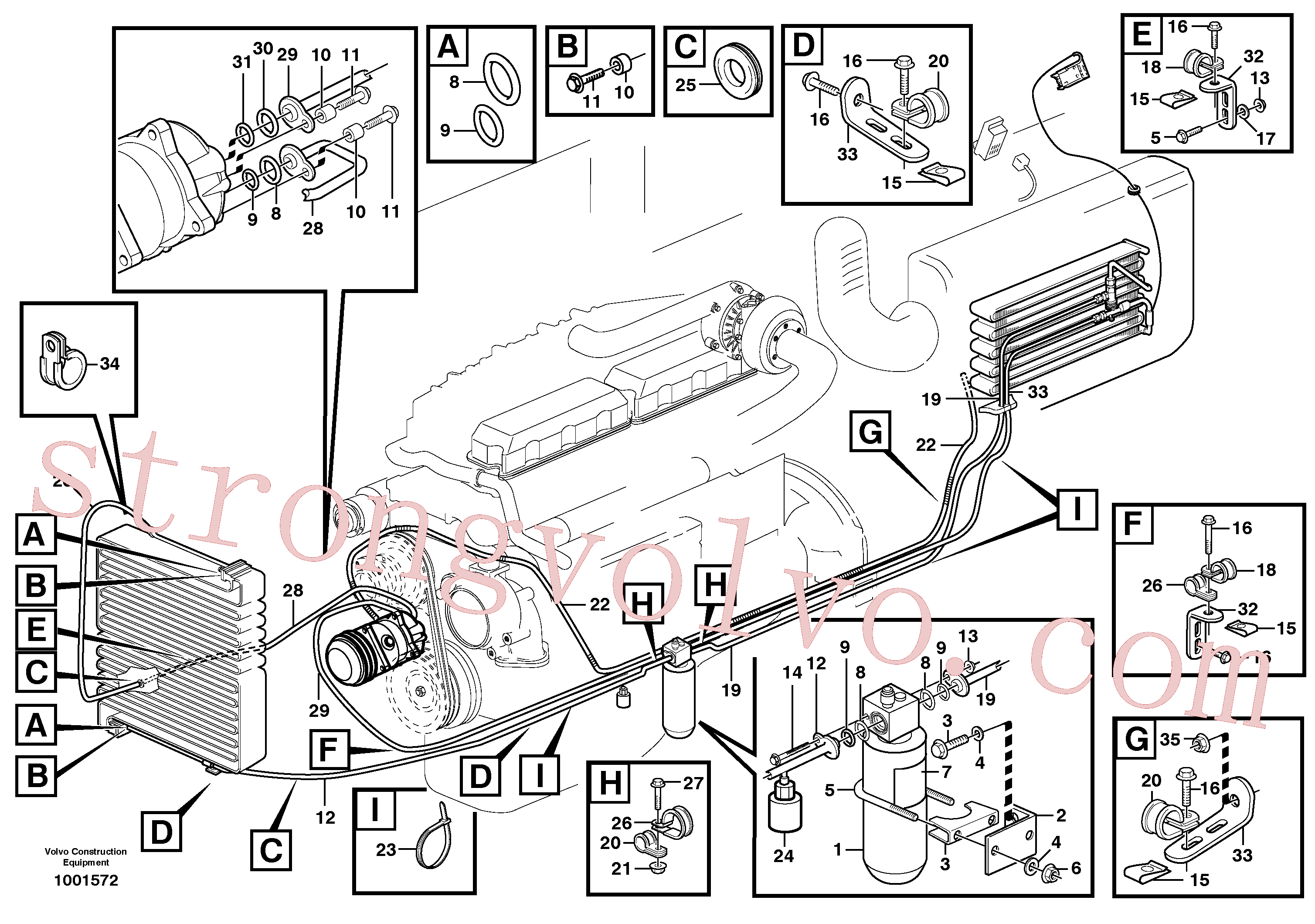 VOE4945309 Volvo Conjunto de mangueira: evaporador, receptor secador e condensador.(1001572 Montagem)