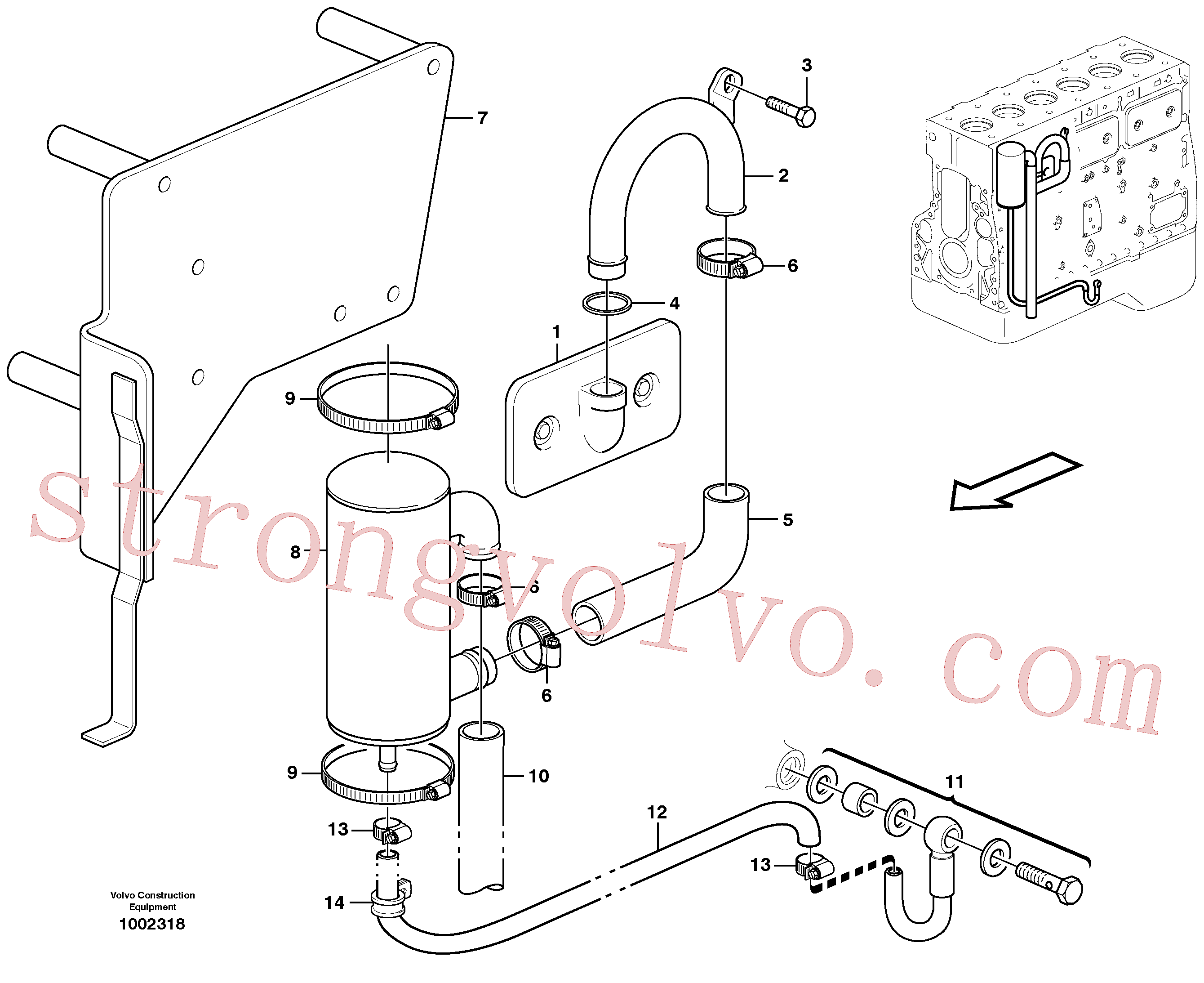 VOE14013854 Volvo Ventilação do cárter(1002318 Montagem)