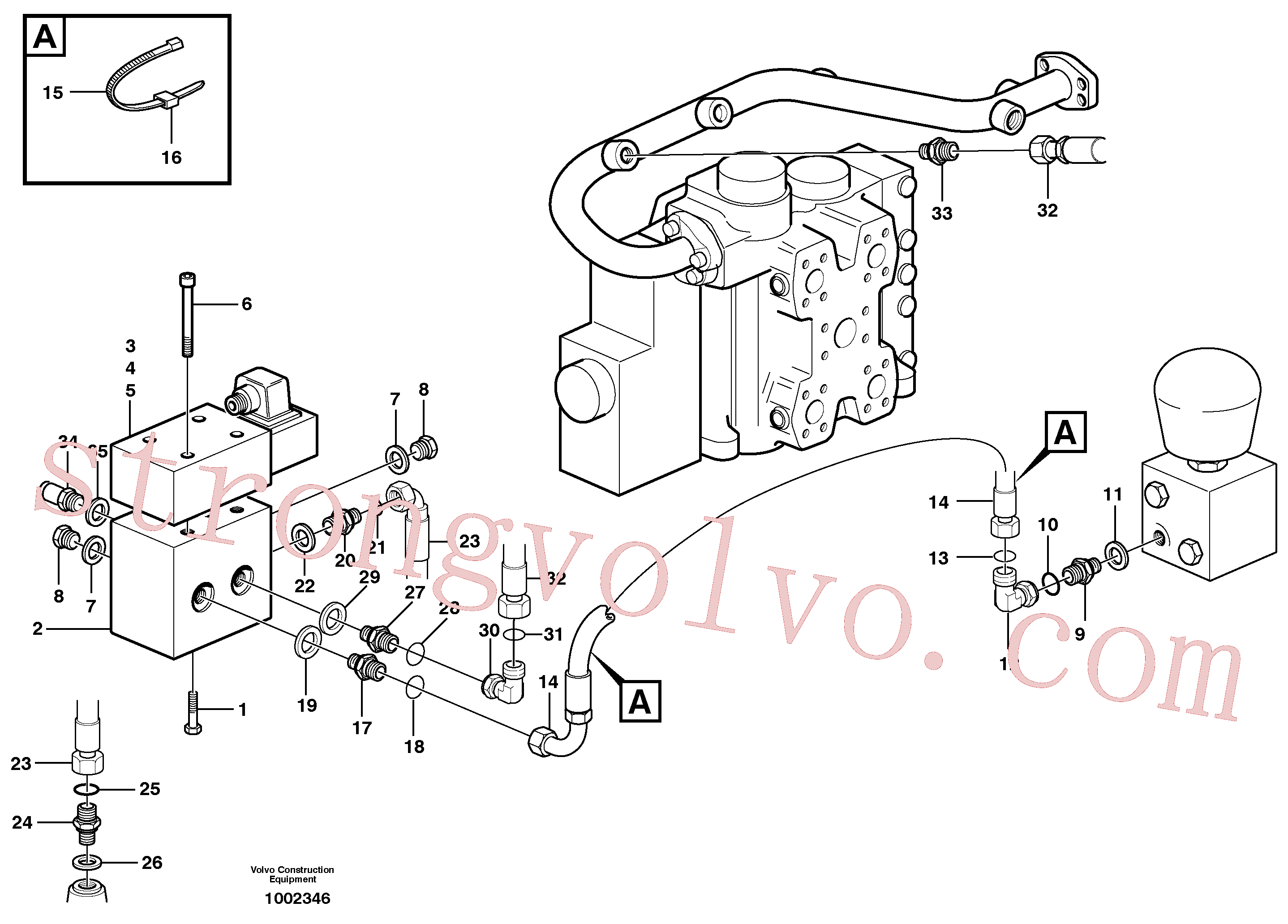 VOE936693 Volvo Bloqueio do diferencial, linha hidráulica(1002346 Montagem)