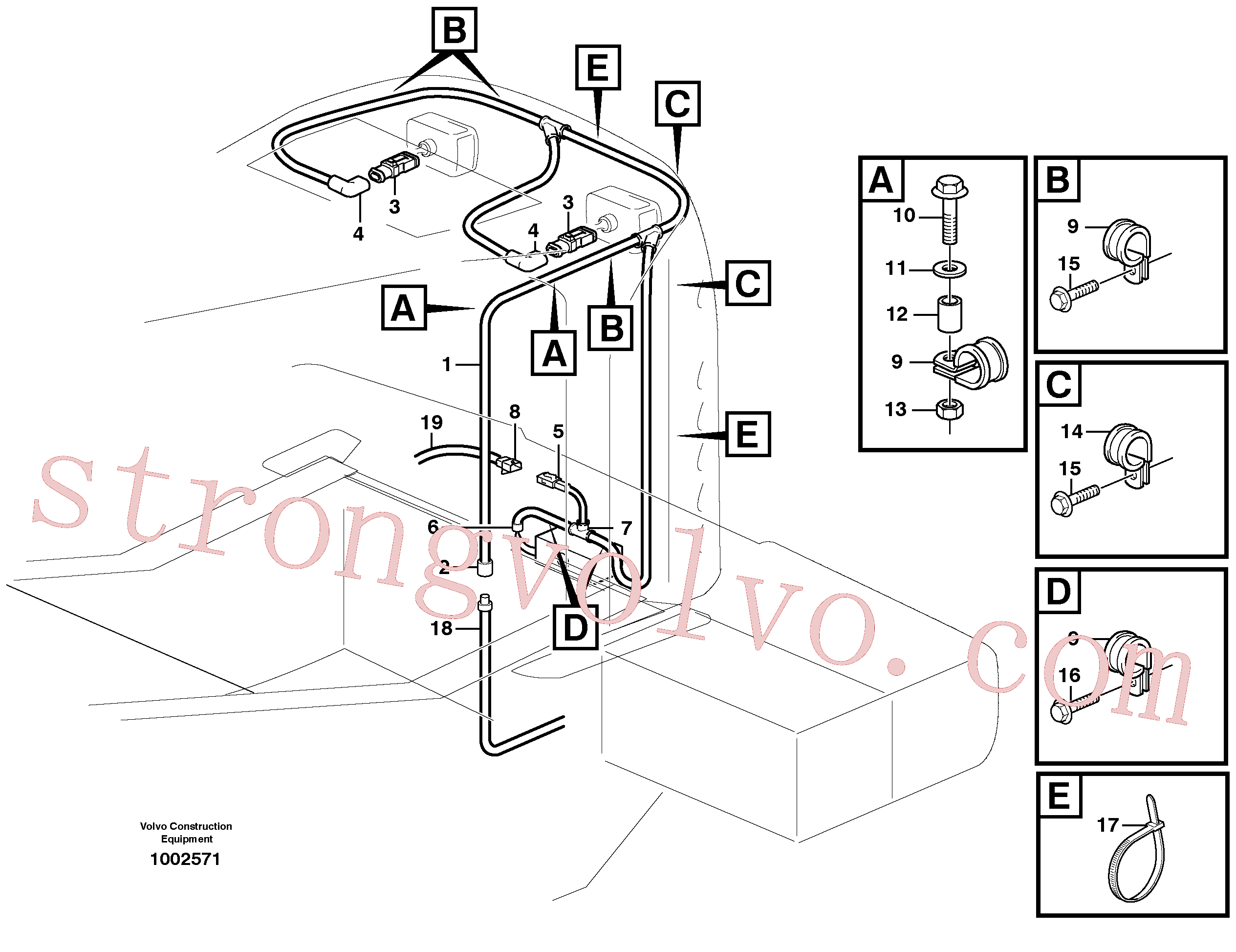 VOE1095059 Volvo Cablagem, radiador(1002571 Montagem)