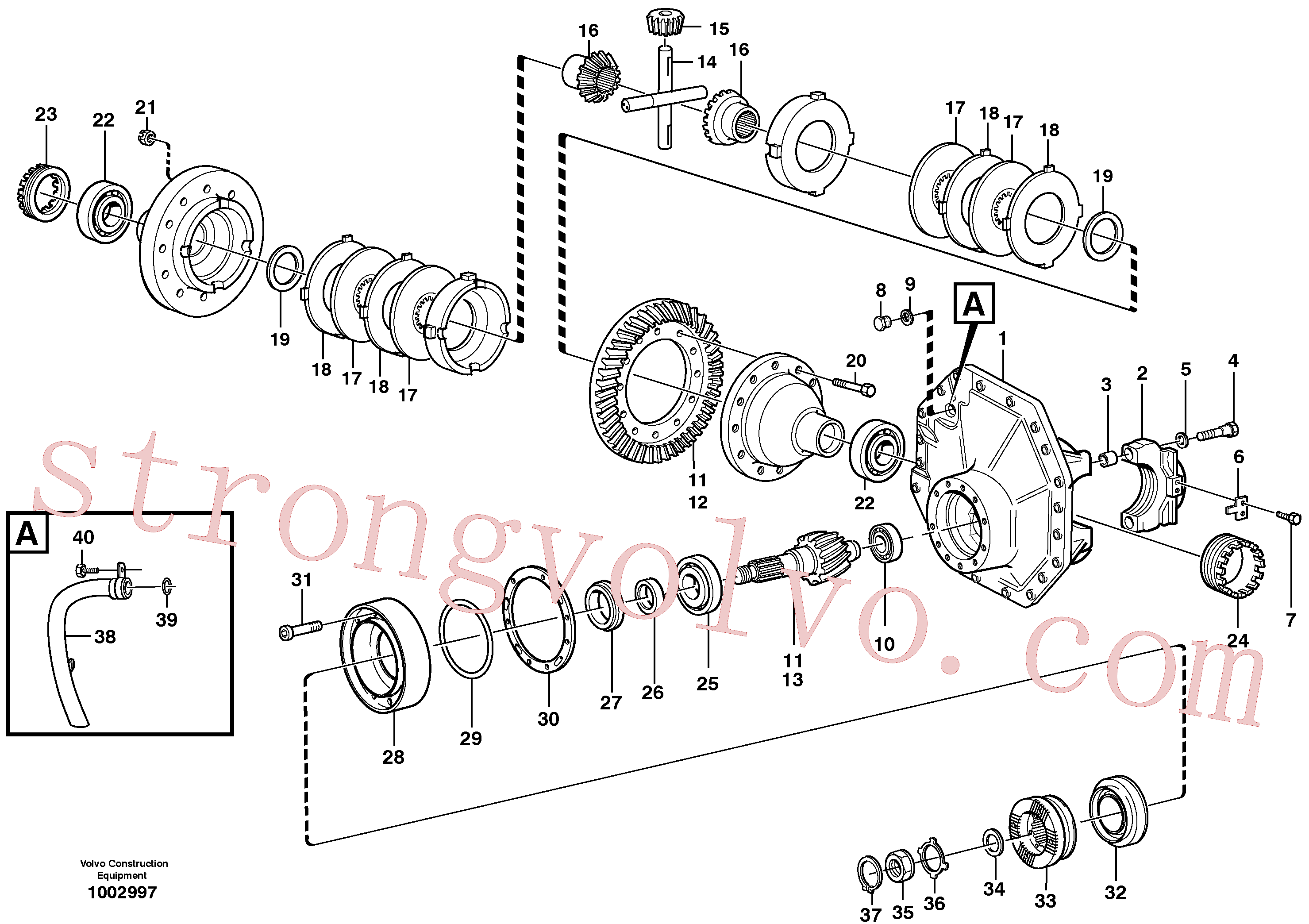 VOE1523737 Volvo Transmissão final, traseira(1002997 Montagem)