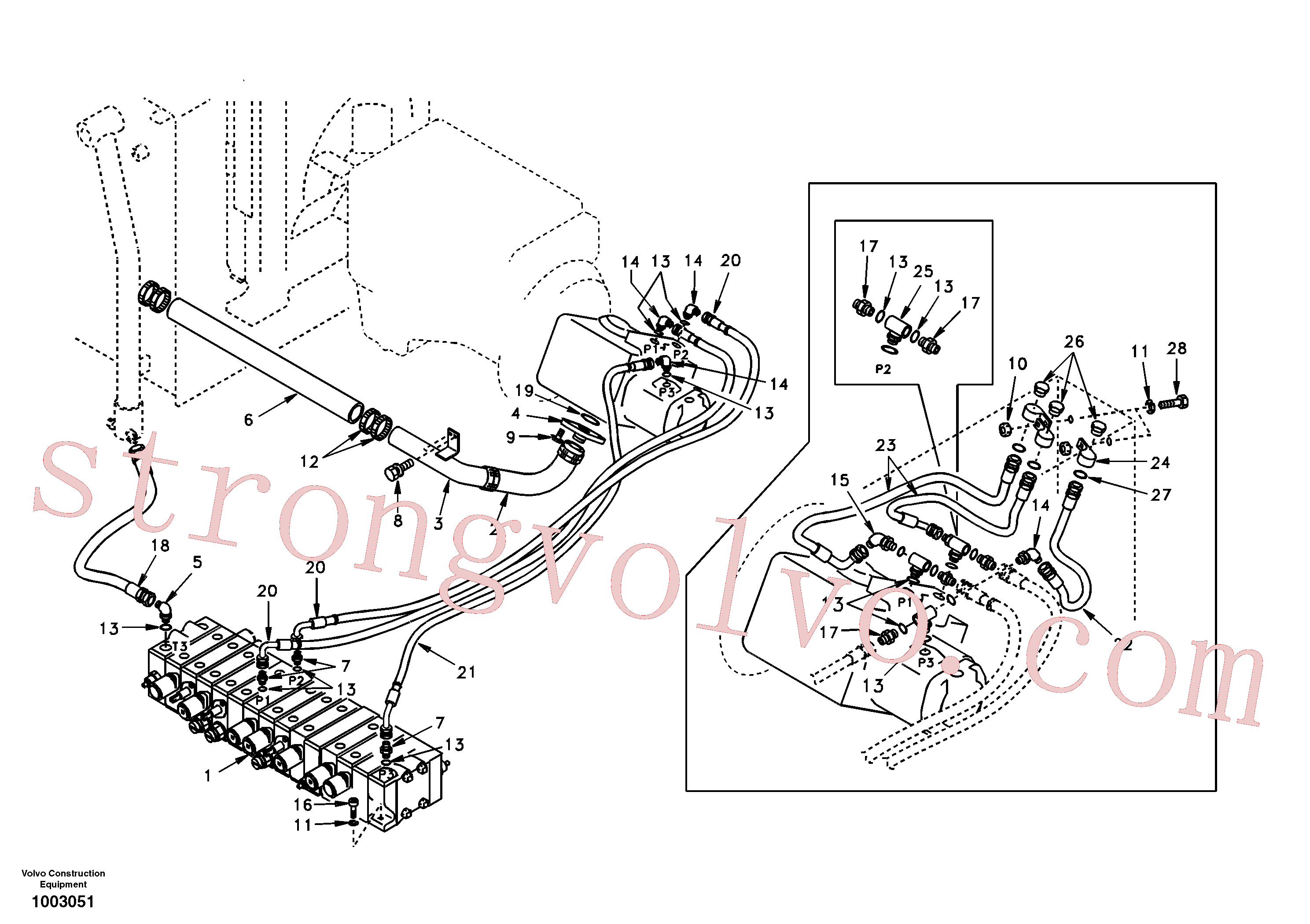 VOE14503547 Volvo Sistema hidráulico, tanque hidráulico para a bomba hidráulica(1003051 Montagem)