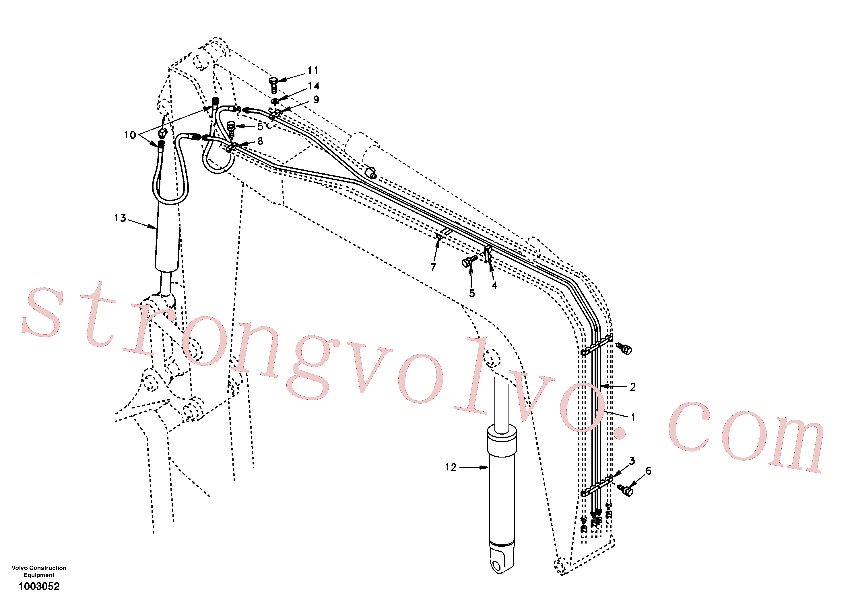 SA9041-21010 Volvo Hidráulica de serviço, lança(1003052 Montagem)
