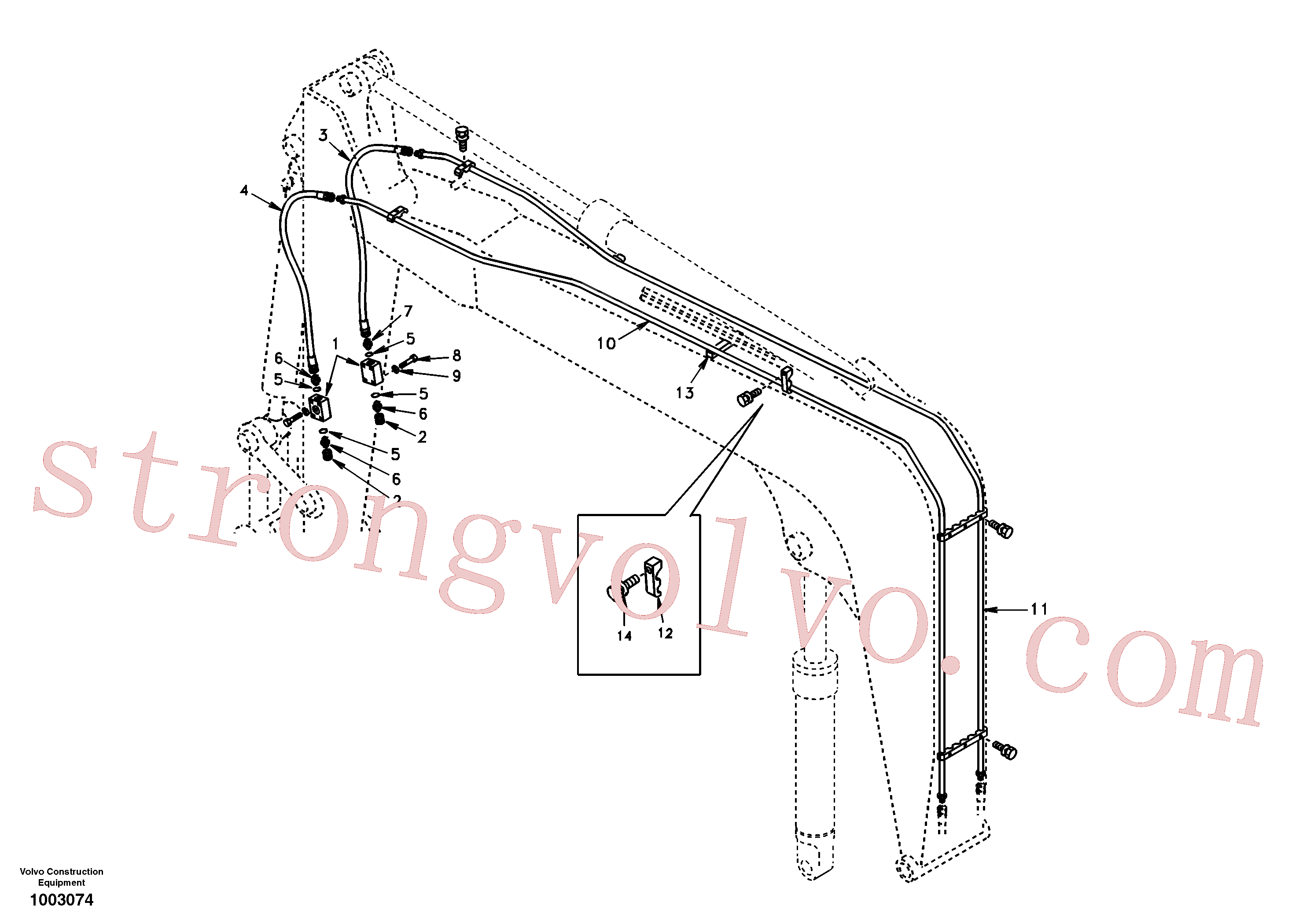 SA9412-11170 Volvo Hidráulica de serviço, martelo e cortador para lança(1003074 Montagem)