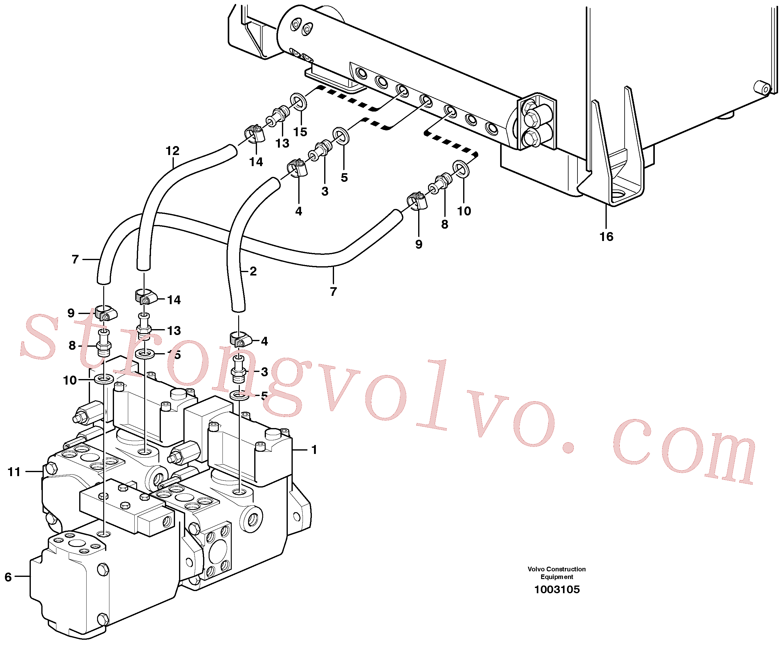VOE948931 Volvo Linha de purga do óleo, bomba(1003105 Montagem)
