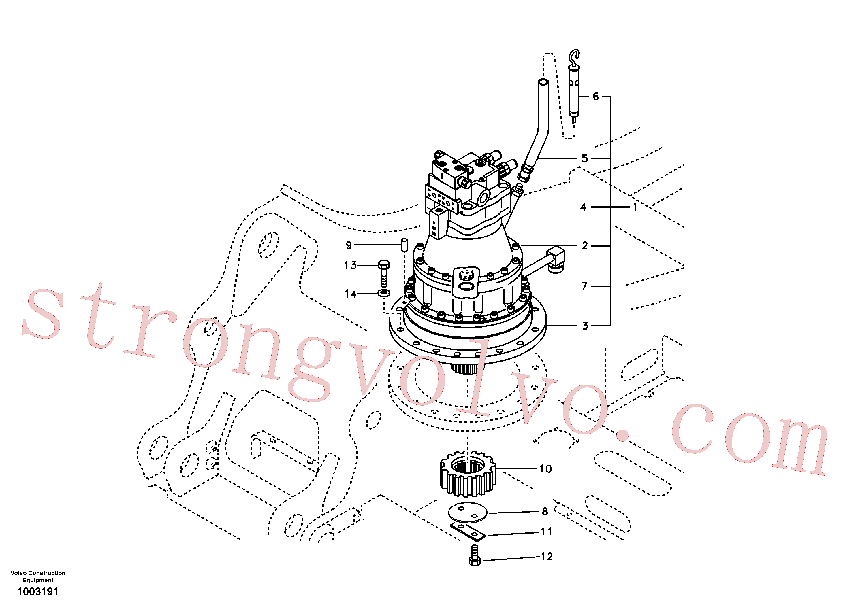 VOE14542163 Volvo Motor de rotação com peças de montagem(1003191 Montagem)