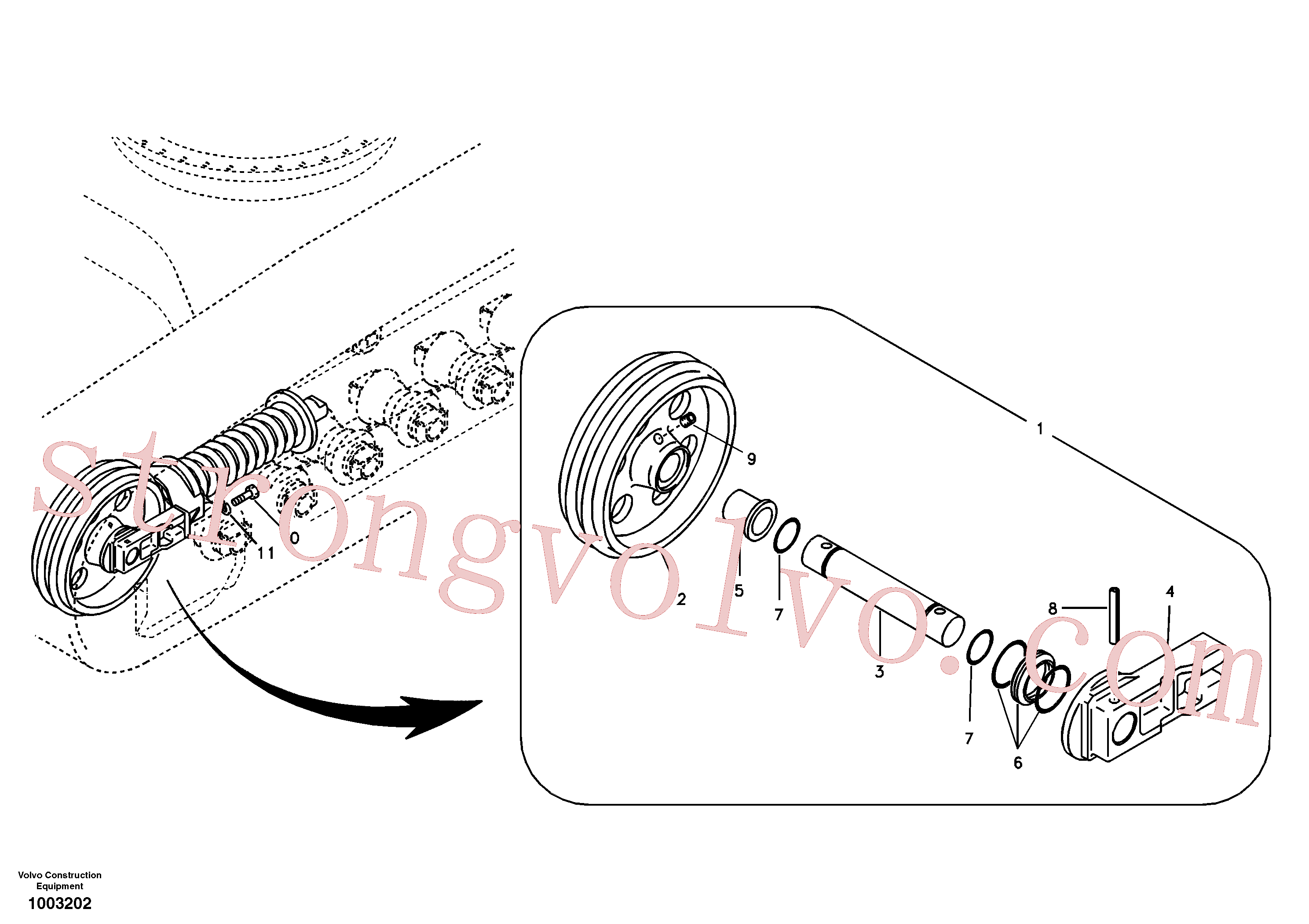 SA9511-22070 Volvo Rolete dianteiro(1003202 Montagem)