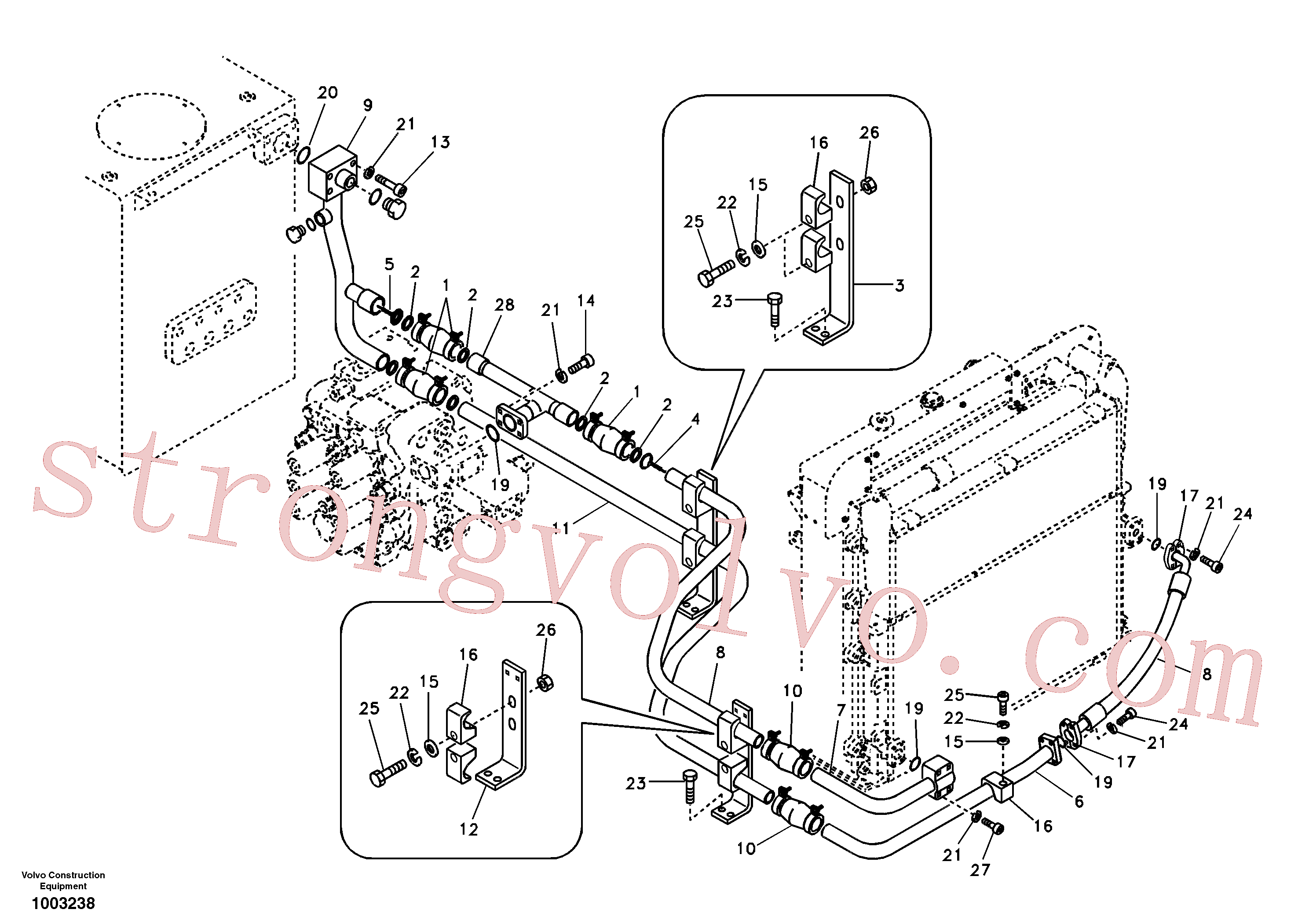 SA1142-03641 Volvo Sistema hidráulico, tanque hidráulico para o refrigerador de óleo hidráulico(1003238 Montagem)