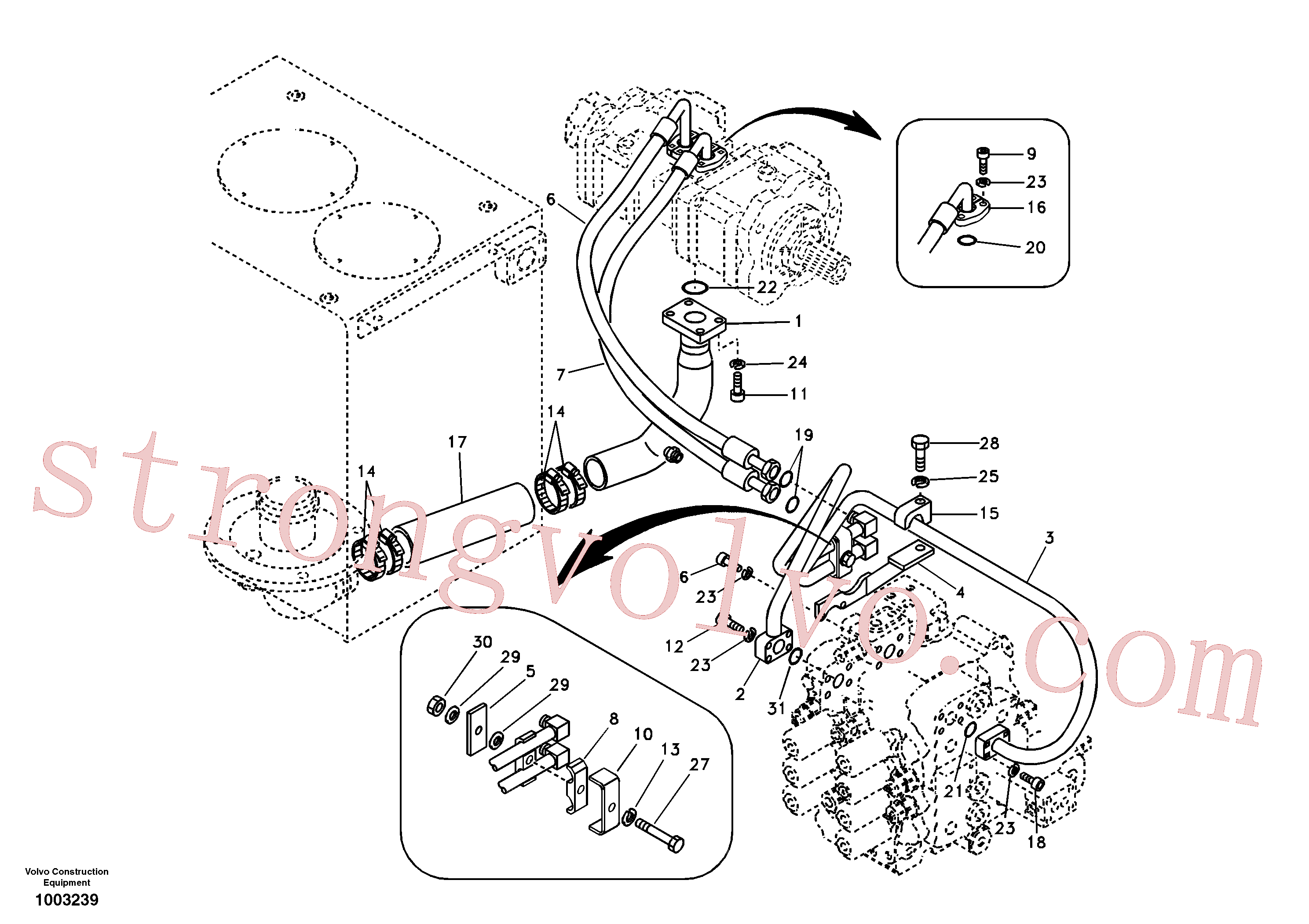 VOE14881565 Volvo Sistema hidráulico, tanque hidráulico para a bomba hidráulica(1003239 Montagem)
