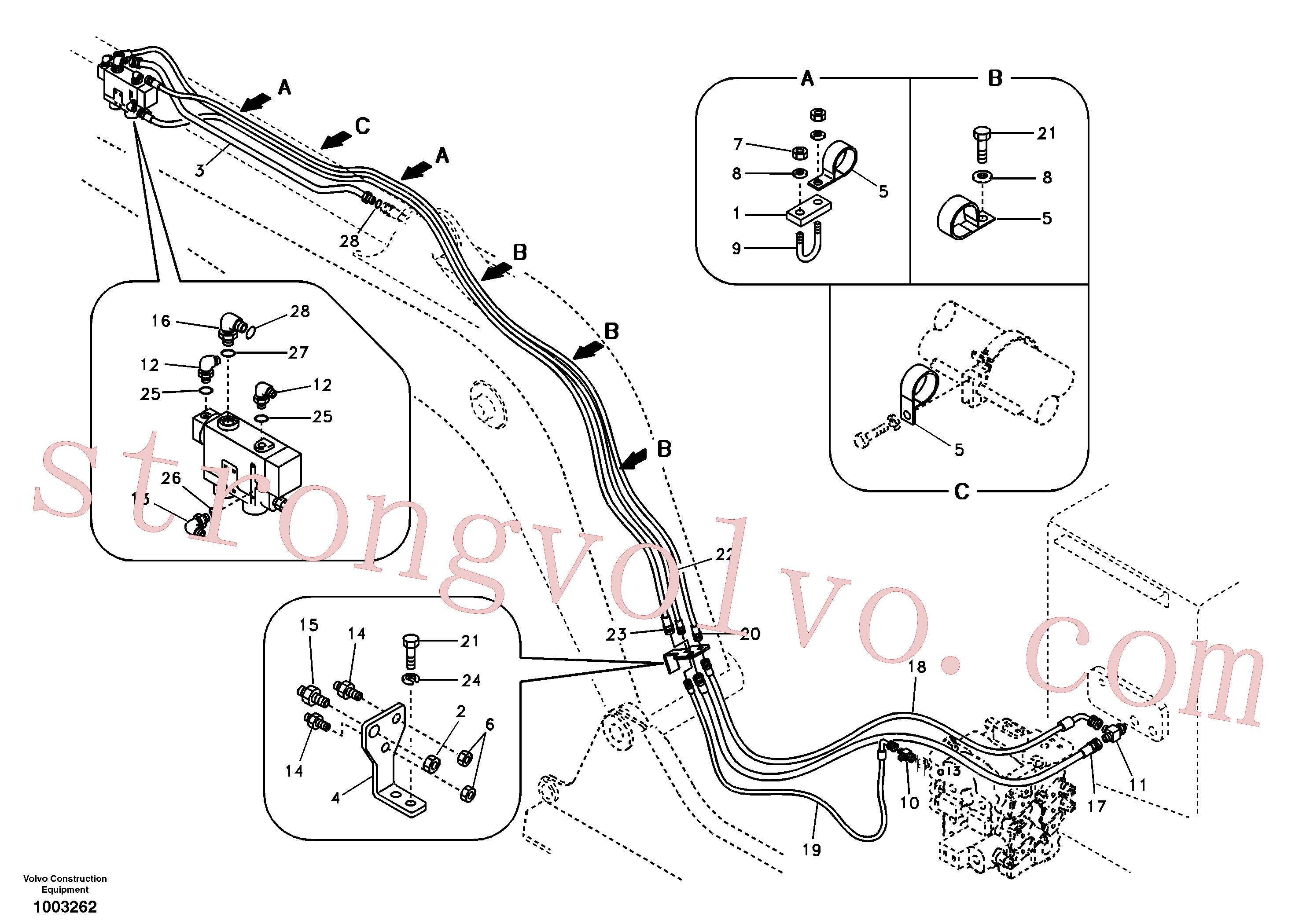 SA9453-03633 Volvo Hidráulica de serviço, ruptura do braço de afundamento(1003262 Montagem)