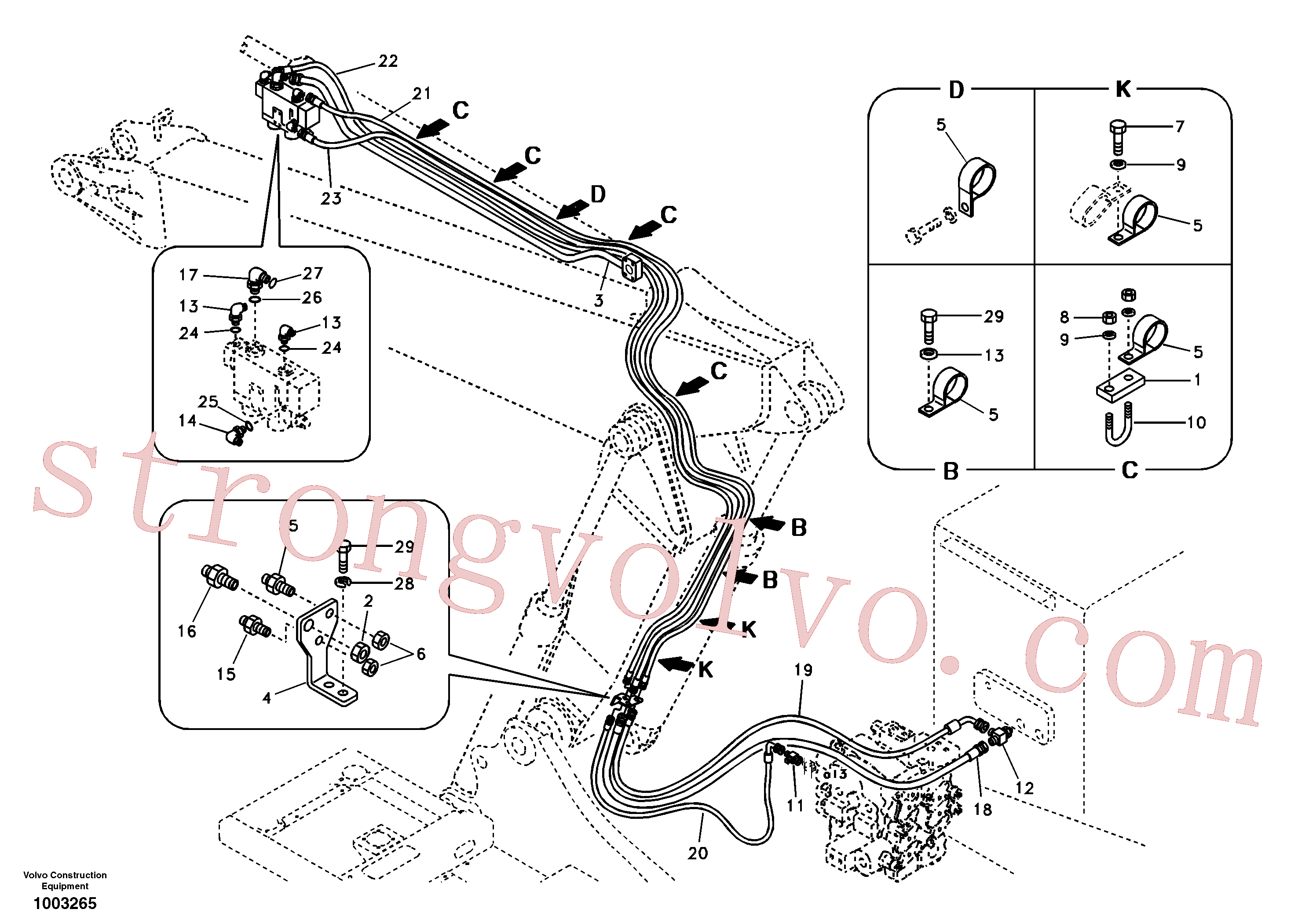 SA9453-03633 Volvo Hidráulica de serviço, ruptura do braço de afundamento para lança ajustável(1003265 Montagem)