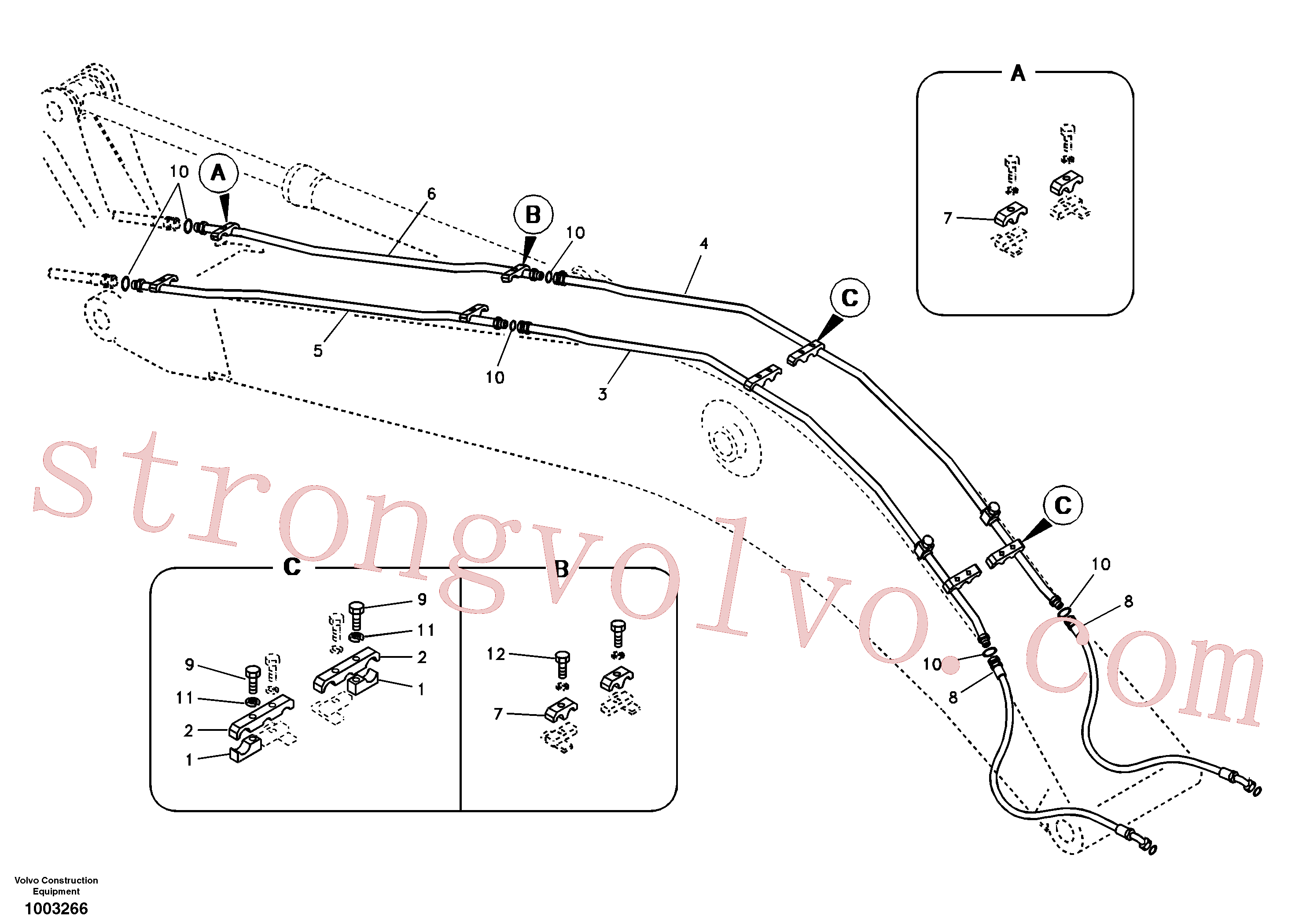 SA1174-53551 Volvo Hidráulica de serviço, martelo e cortador para lança(1003266 Montagem)