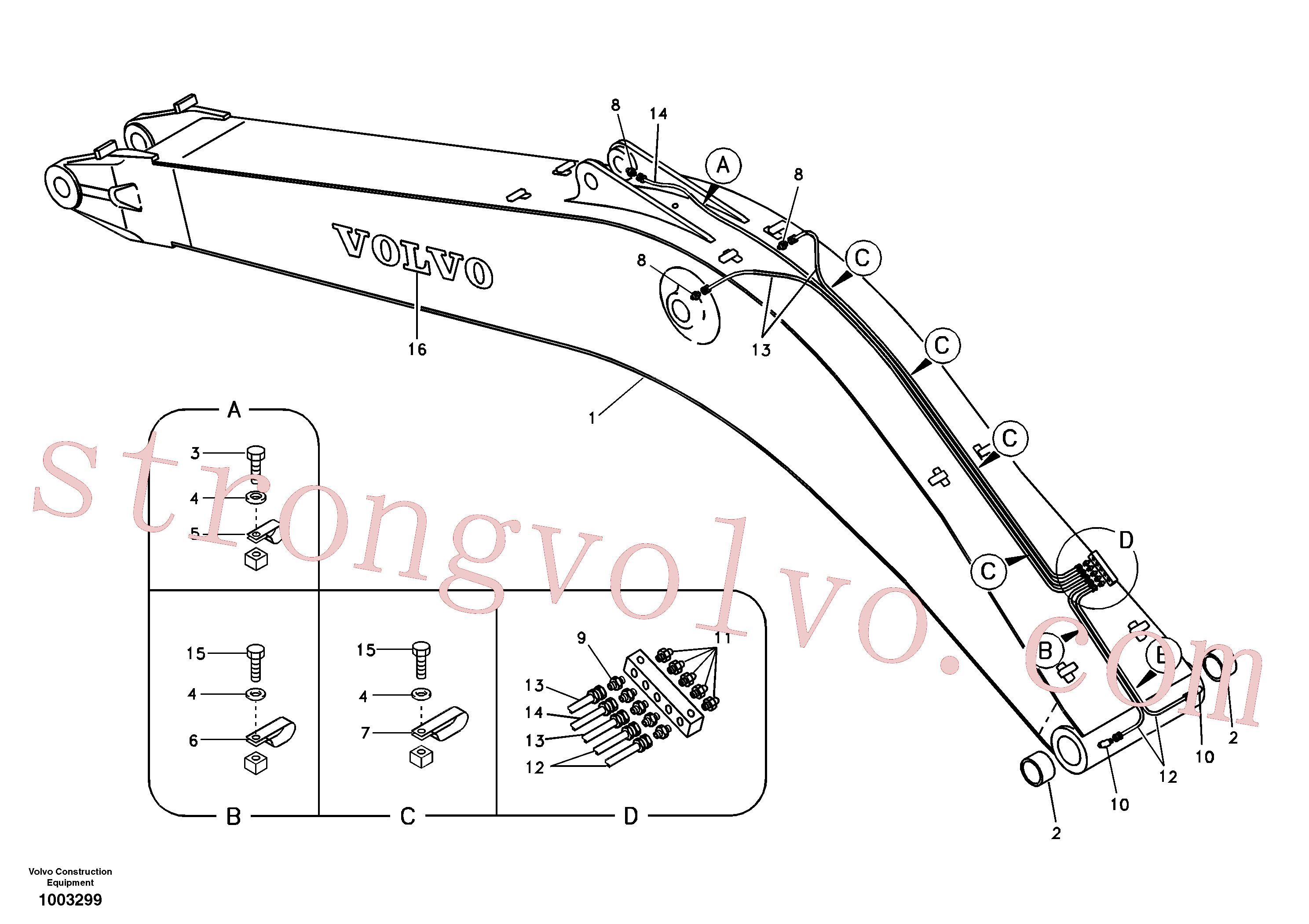 China Made VOE14524793 Boom Volvo Acessórios para escavadeira