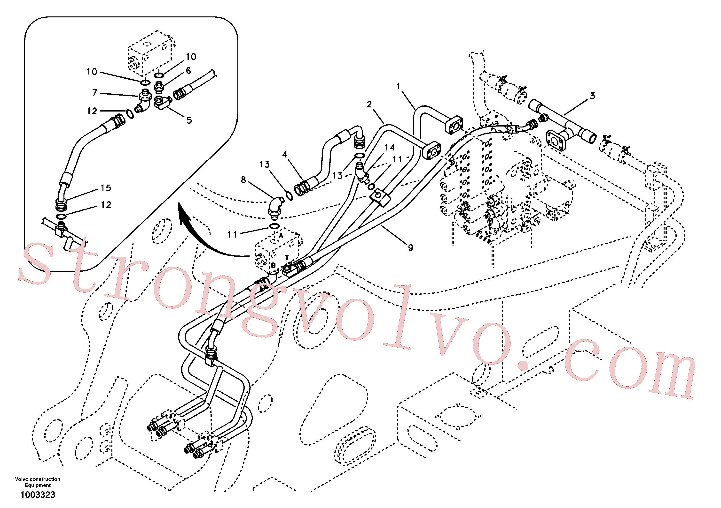 SA9403-05609 Volvo Sistema hidráulico, válvula de comando da lança e articulação(1003323 Montagem)
