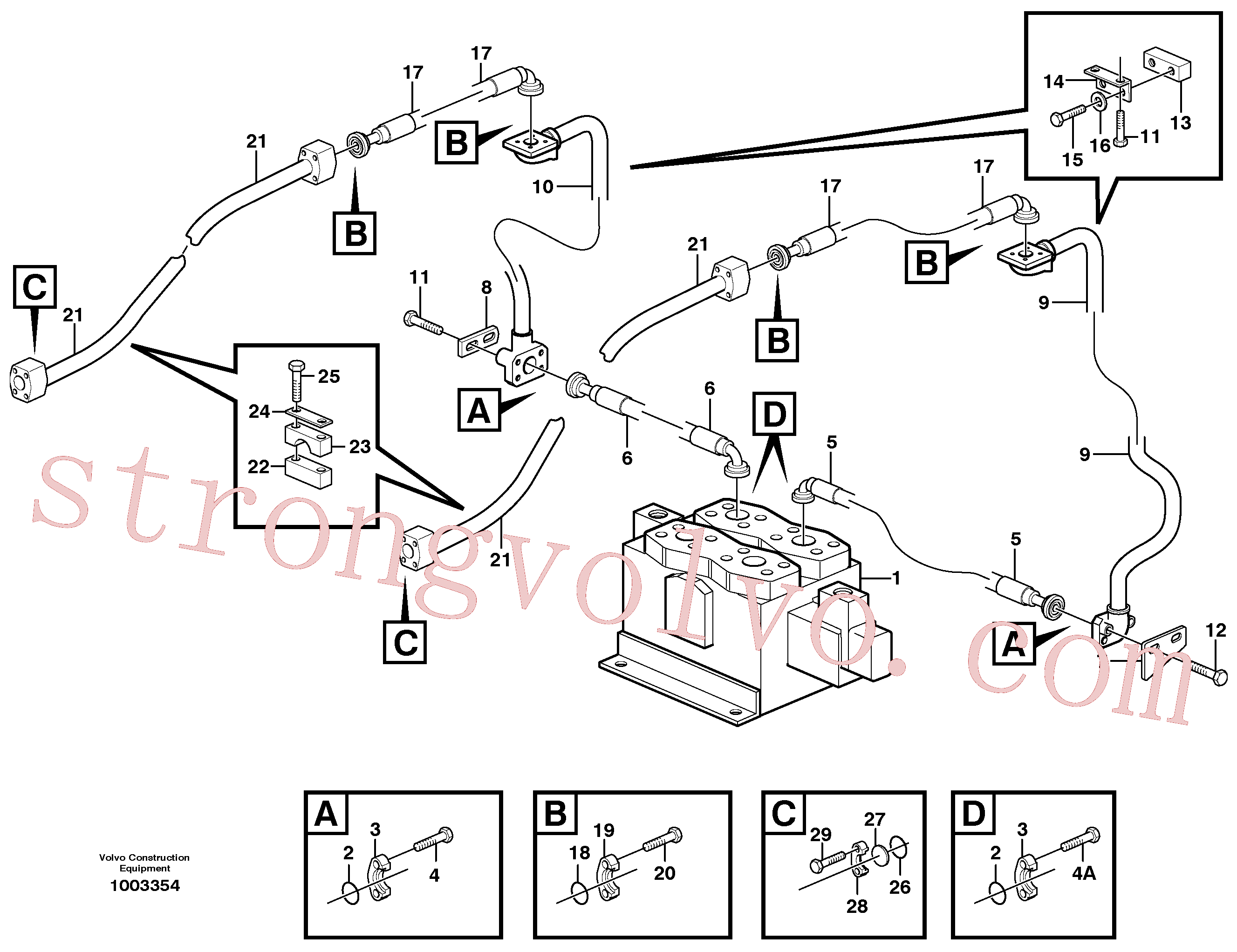 VOE982221 Volvo Linhas de pressão, 3ª função(1003354 Montagem)